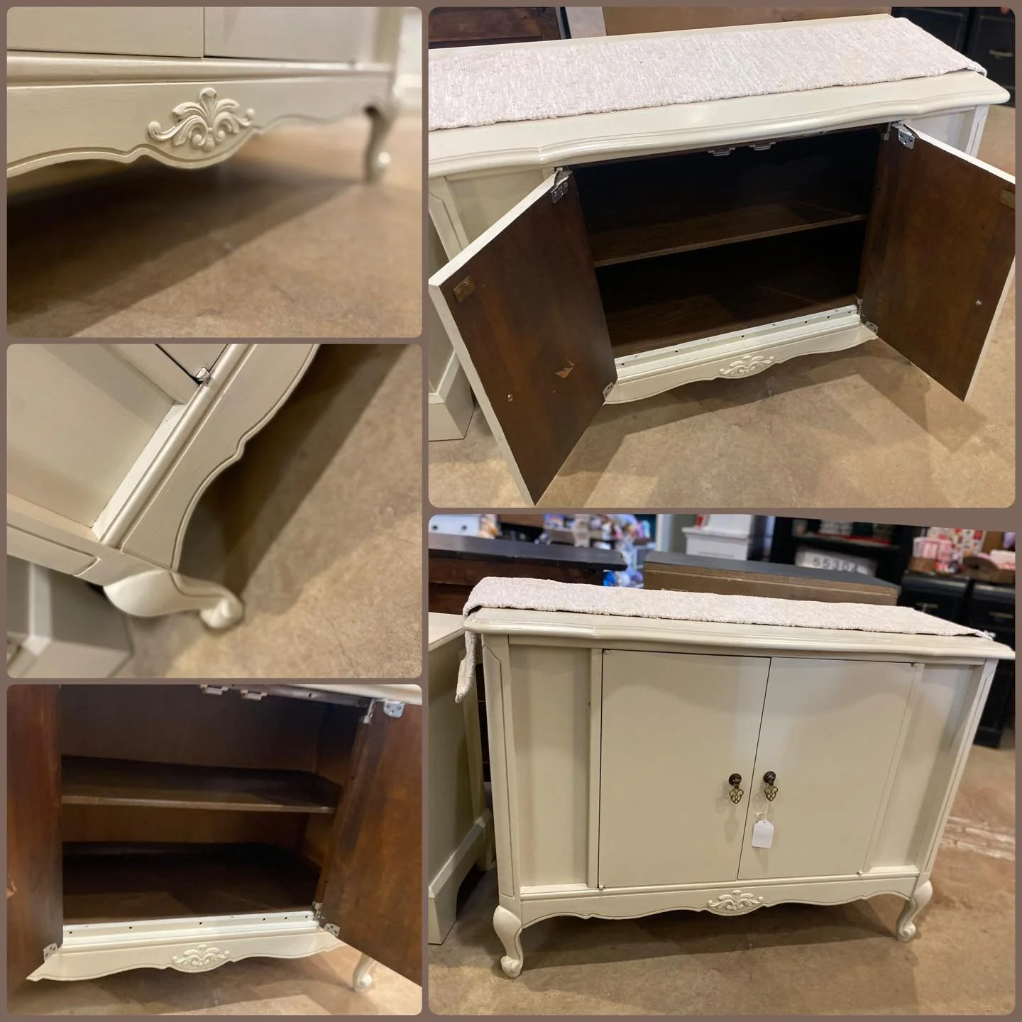 Furniture Friday is back! And we loaded with new pieces but let&rsquo;s start here&hellip;
This dreamy, creamy, ivory painted cupboard with curved legs and tons of storage comes in with measurements of 42W x 20D x 30H.

Barn Hours:
Monday - Saturday 