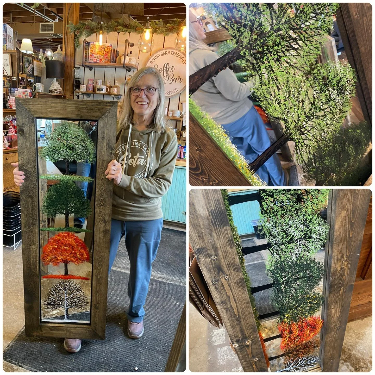 Sandra has been painting mirrors and hand crafting the frames for us to enjoy - restocking often and offering a few vertical options as well. 
What is your favorite season? 

Barn Hours:
Monday - Saturday 10am-5pm 
Wednesday 10am-7pm 
Sunday 12pm-4pm