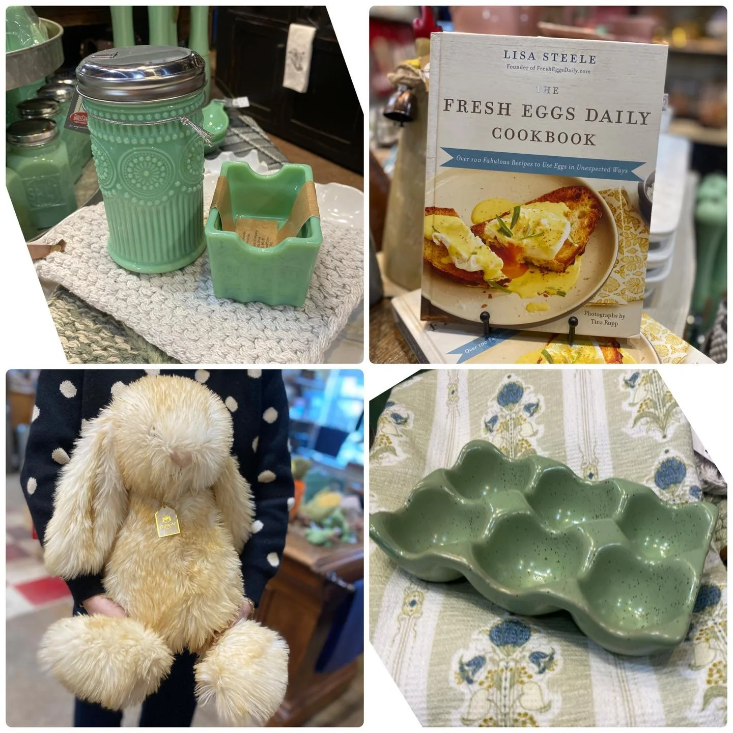 Spring is peeking into The Barn, and jadeite is stealing the show 💚
Classic, nostalgic, and versatile&mdash;truly the perfect pop of color.

Barn Hours:
Monday - Saturday 10am-5pm 
Wednesday 10am-7pm 
Sunday 12pm-4pm