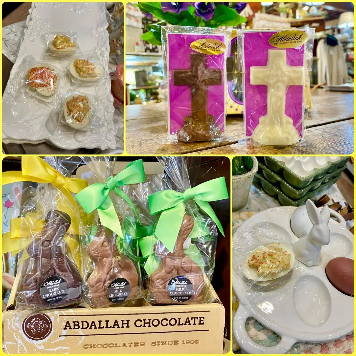 << You don&rsquo;t have to like or love the traditional deviled eggs to enjoy these>> 

White Chocolate Delved Eggs 😋
And basket stuffers from ABDALLAH CHOCOLATE is always a good choice!