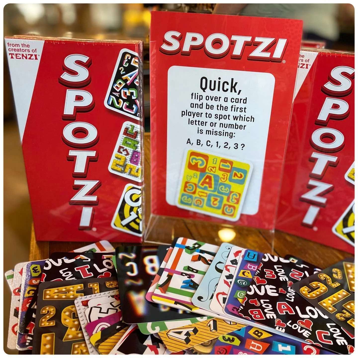 NEW GAME and a big restock of the games people love like TENZI ❤️ 
SPOTZI  is made from the creators of TENZI great for all ages 6+, can be played quickly, and the rules are simple.

Barn Hours:
Monday - Saturday 10am-5pm 
Wednesday 10am-7pm 
Sunday 