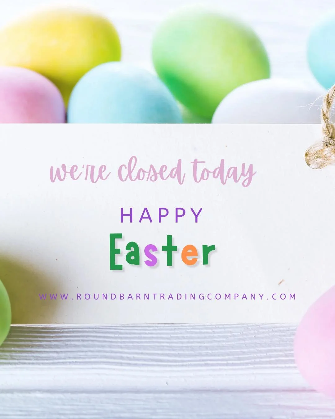 Wishing you a peaceful and joy filled Easter from all of us at Round  Barn Trading Company🌿 

We are closed today but will be back Monday- 

Barn Hours:
Monday - Saturday 10am-5pm 
Wednesday 10am-7pm 
Sunday 12pm-4pm