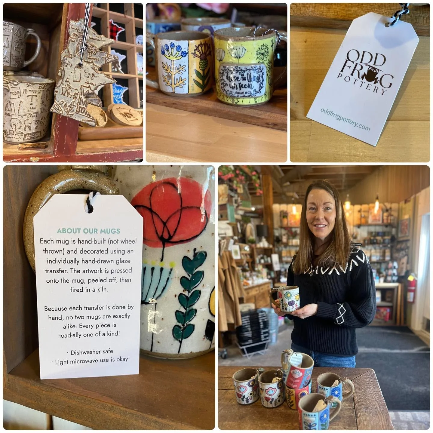 Supporting local artists like Becky 🤍

Fresh restock from Odd Frog Pottery&mdash;including new Spring and faith-filled styles, plus those customer-favorite cardinal and hockey mugs 🙌

Each one hand-built, hand-drawn, and completely one of a kind&he