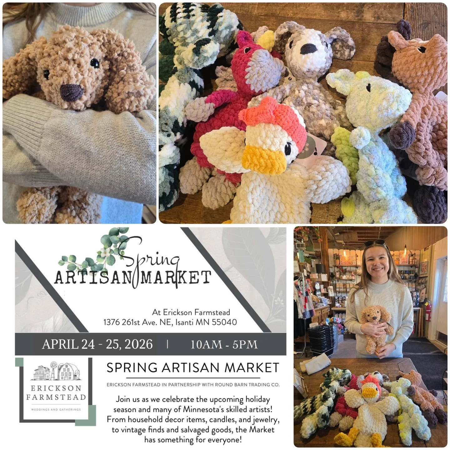 She&rsquo;s always keeping things fresh! New Snugglers have been dropped off here at the barn- 
just one of these doodles right now ( but special orders are an option, just ask at the front desk ) 

🌿 if you&rsquo;d like to see her entire collection