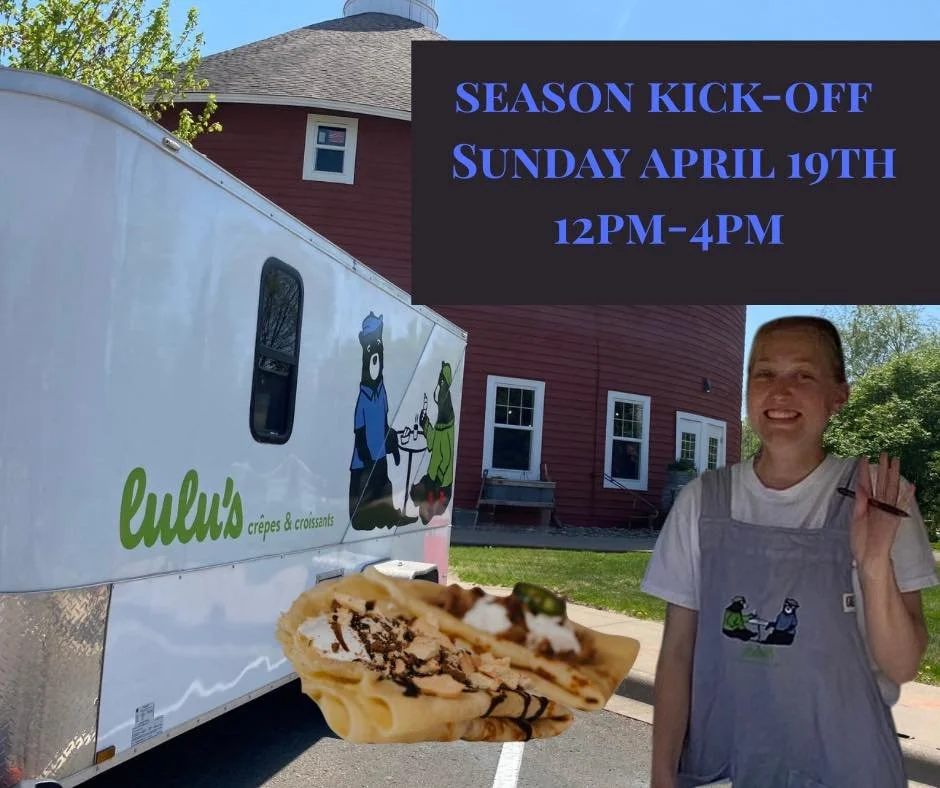 See you all Tomorrow 🗓️ SUNDAY, APRIL 19th 12pm-4pm a really big day here Round Barn Trading Company

Holy Smokes Sourdough will be here with your pre-orders and with a variety of products for you to choose from on 

Lulu's Cr&ecirc;pes and Croissan