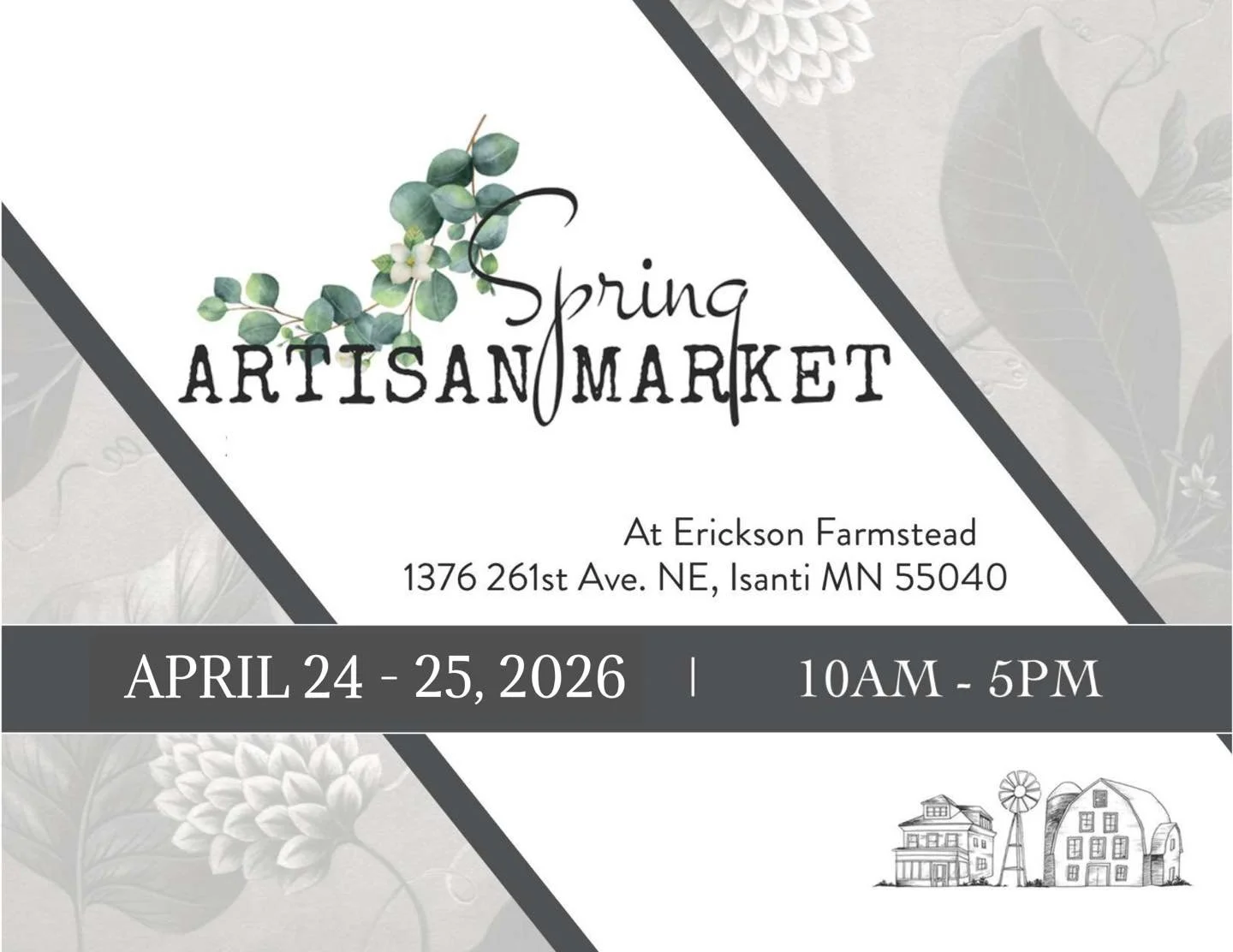 Today starts ☀️ the S P R I N G  artisan market! 
Friday and Saturday 10am-5pm 
🌿✨ Step into the past and welcome spring at our Historic Spring Artisan Market! ✨🌿

📅 April 24 &amp; 25
🕰 10:00 AM &ndash; 5:00 PM
📍 1376 261st Ave NE, Isanti, MN 55