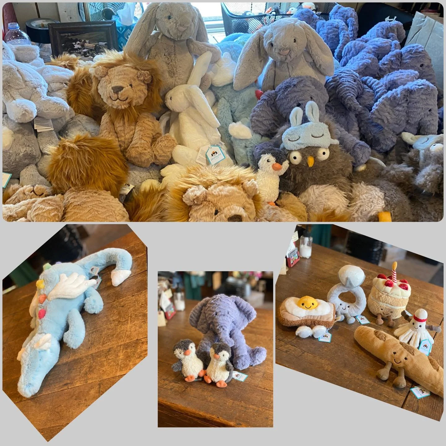 Jellycat drop! 🎂🦁💍💐🥖🐰
Please stop in to check out the new variety that just arrived. 

Barn Hours:
Monday - Saturday 10am-5pm 
Wednesday 10am-7pm 
Sunday 12pm-4pm