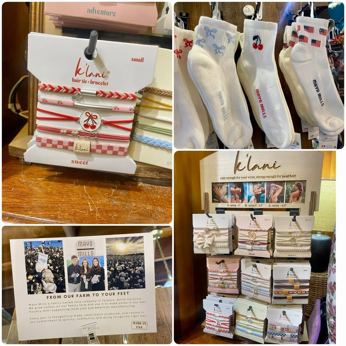 It&rsquo;s the little things&hellip;.. like made in the USA 100% cotton socks or bracelets that are hair ties! 

Barn Hours:
Monday - Saturday 10am-5pm 
Wednesday 10am-7pm 
Sunday 12pm-4pm