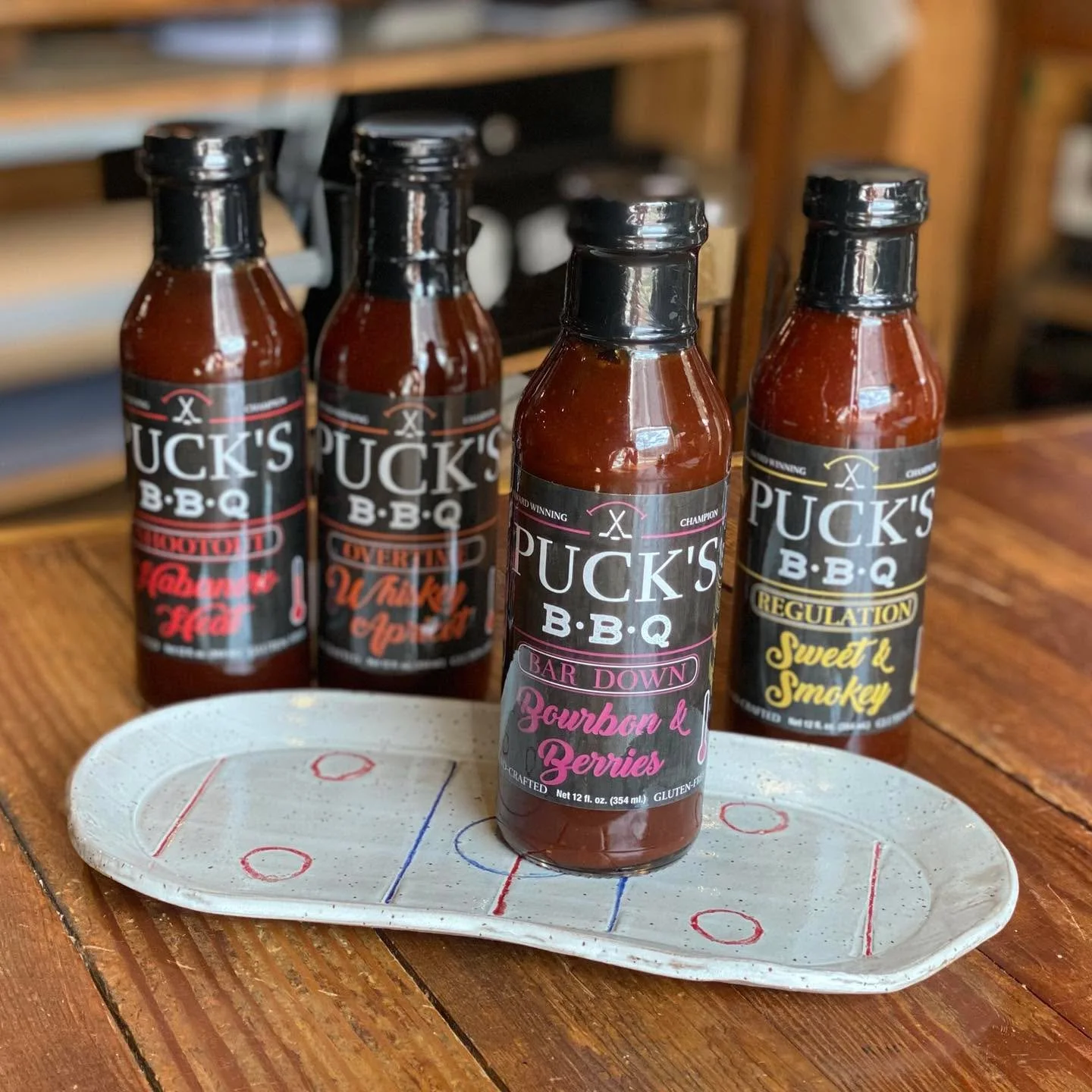 NEW ARRIVAL and Award Winning  Bourbon &amp; Berries is the perfect addition to the Puck&rsquo;s lineup- great for shrimp and chicken. 
#bardown #pucks #hometownsauce