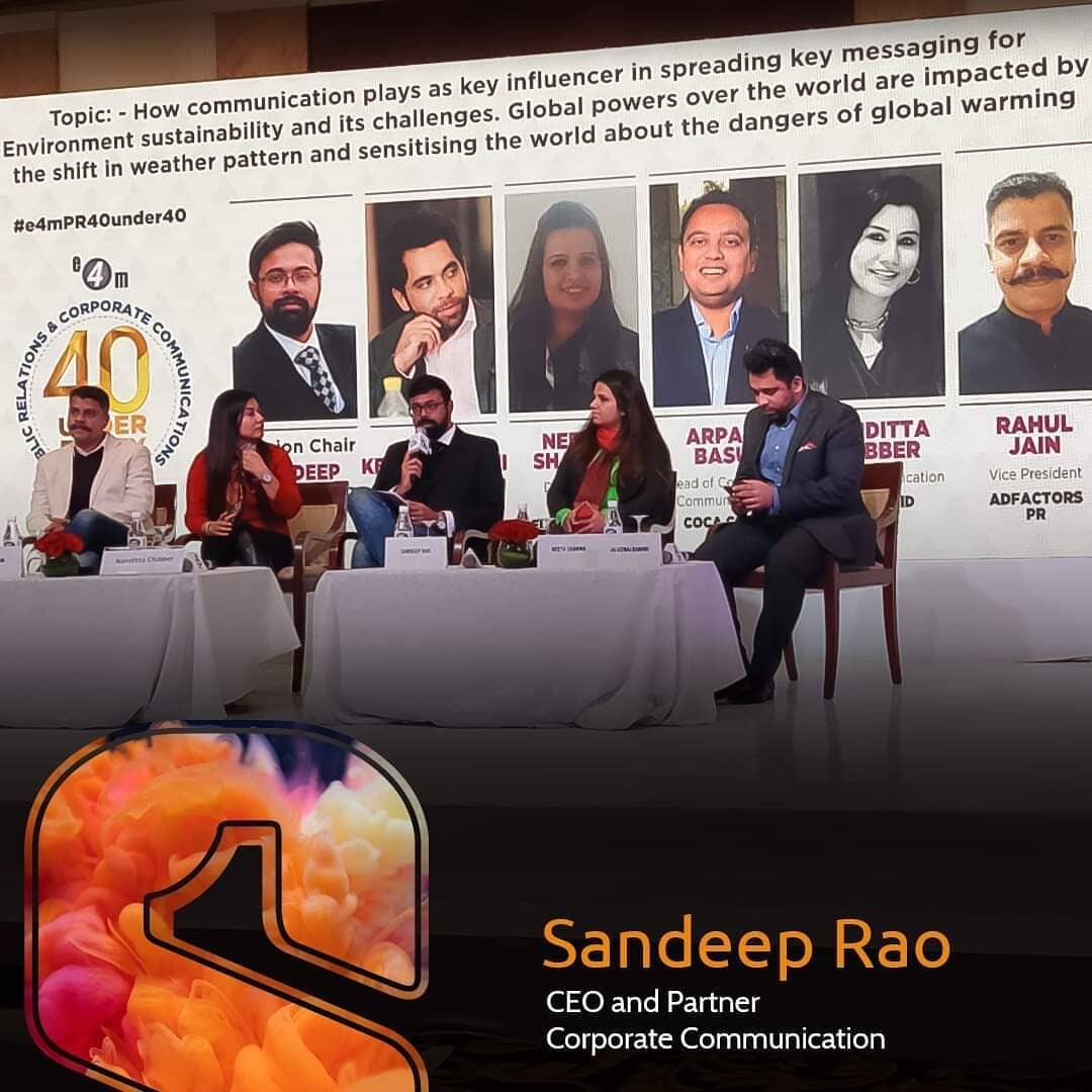 Sandeep Rao, CEO &amp; Founding Partner, (and Greta Thunberg of) One Source chairs a panel on how to drive up the efficacy of sustainability communication at Exchange4media IPRCCC.

#panel #discussion #sustainability #communication #agency #agencylif