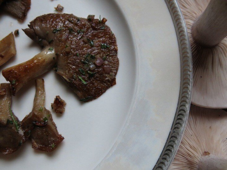 Dry Sauteed Blewits with Shallots and Tarragon