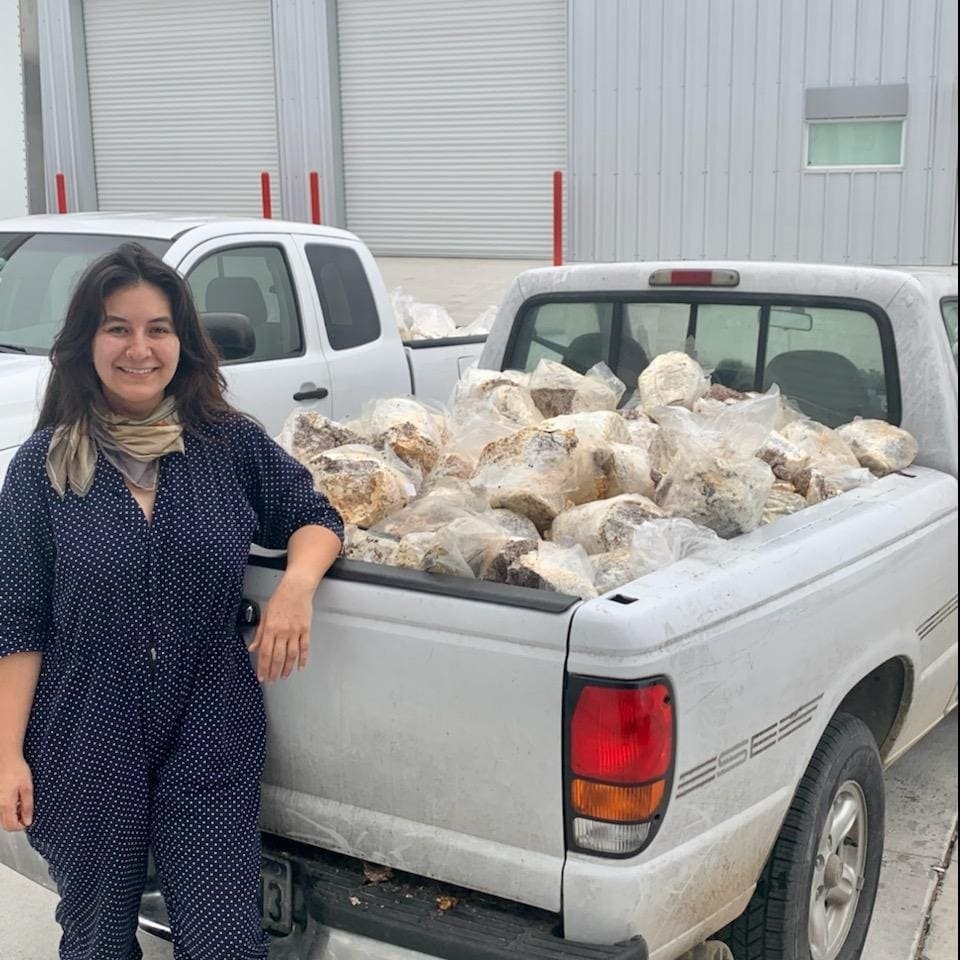  Megan from Efficient Earthling doing a bulk pick-up at Small Hold Mushroom Farm 