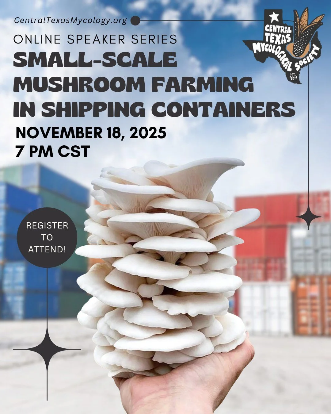 TONIGHT! Learn how to grow mushrooms from a shipping container?! 7 PM CST with Dr. Balan from University of Houston. We're diving deep into the tech and techniques of container farming. 

RSVP: https://loom.ly/h-ryv68

#MushroomFarm #Mycology #TechMe