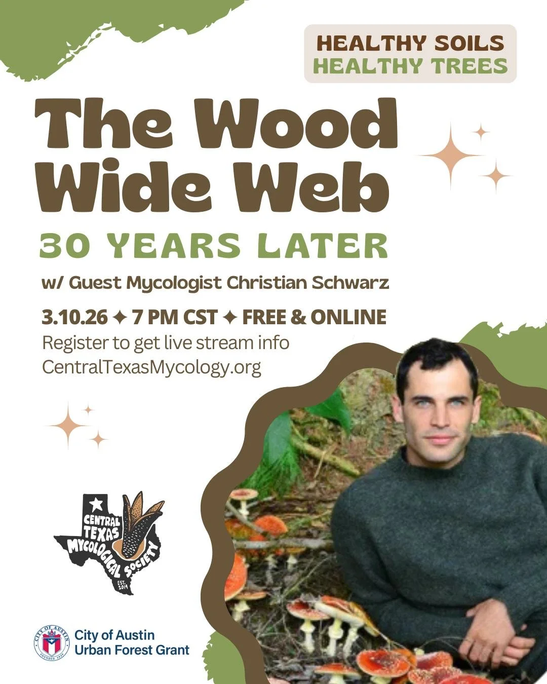 🌳🍄 You've heard of the "Wood Wide Web" --- but is it real? 🤔 Comment to get registration link.

Join us for online talk with naturalist Christian Schwarz (co-author of "Mushrooms of the Redwood Coast") as he unpacks the science