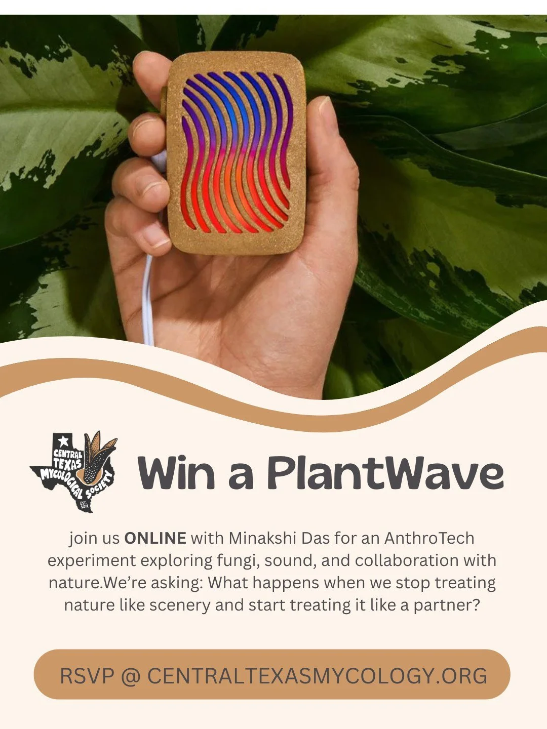 🎶🍄🪴 Win a PlantWave! Comment to get link.

1️⃣ March 16: PlantWave performs live at SXSW.
2️⃣ March 17: They join us ONLINE with Minakshi Das for an AnthroTech experiment exploring fungi, sound, and collaboration with nature.

We&rsquo;re asking: 