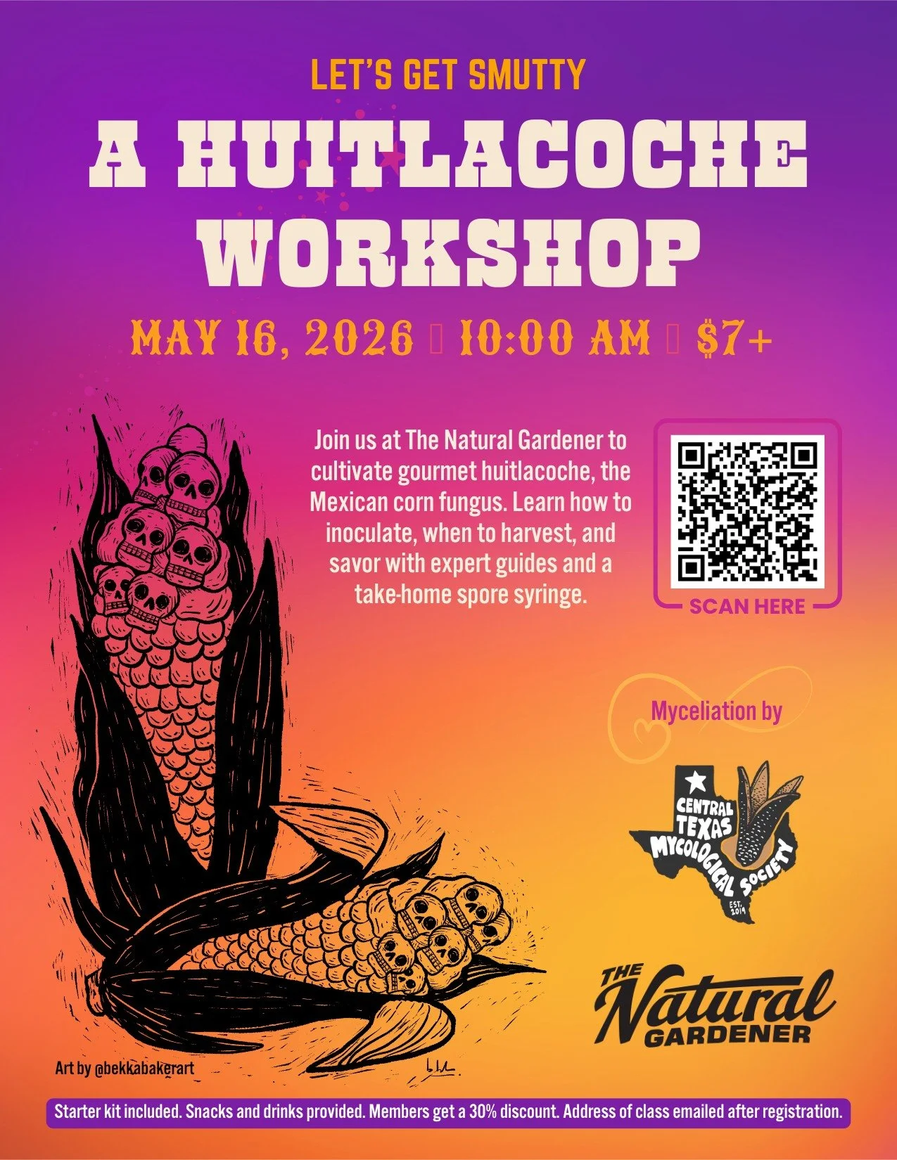 Get ready to get smutty with us, Austin! 🌽✨

Join us this Saturday, May 16, 2026 at 10:00 AM for A Huitlacoche Workshop at The Natural Gardener.

Learn to grow your own gourmet corn fungus&mdash;aka Mexican delicacy huitlacoche&mdash;with expert ins