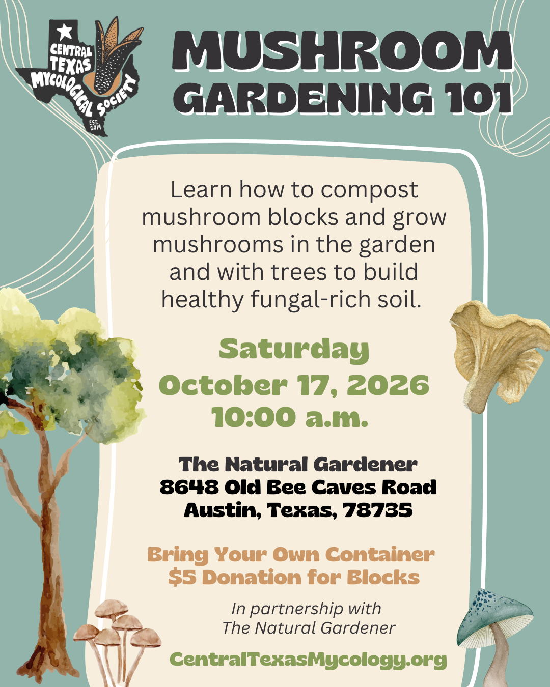 AUSTIN: Mushroom Gardening Workshop