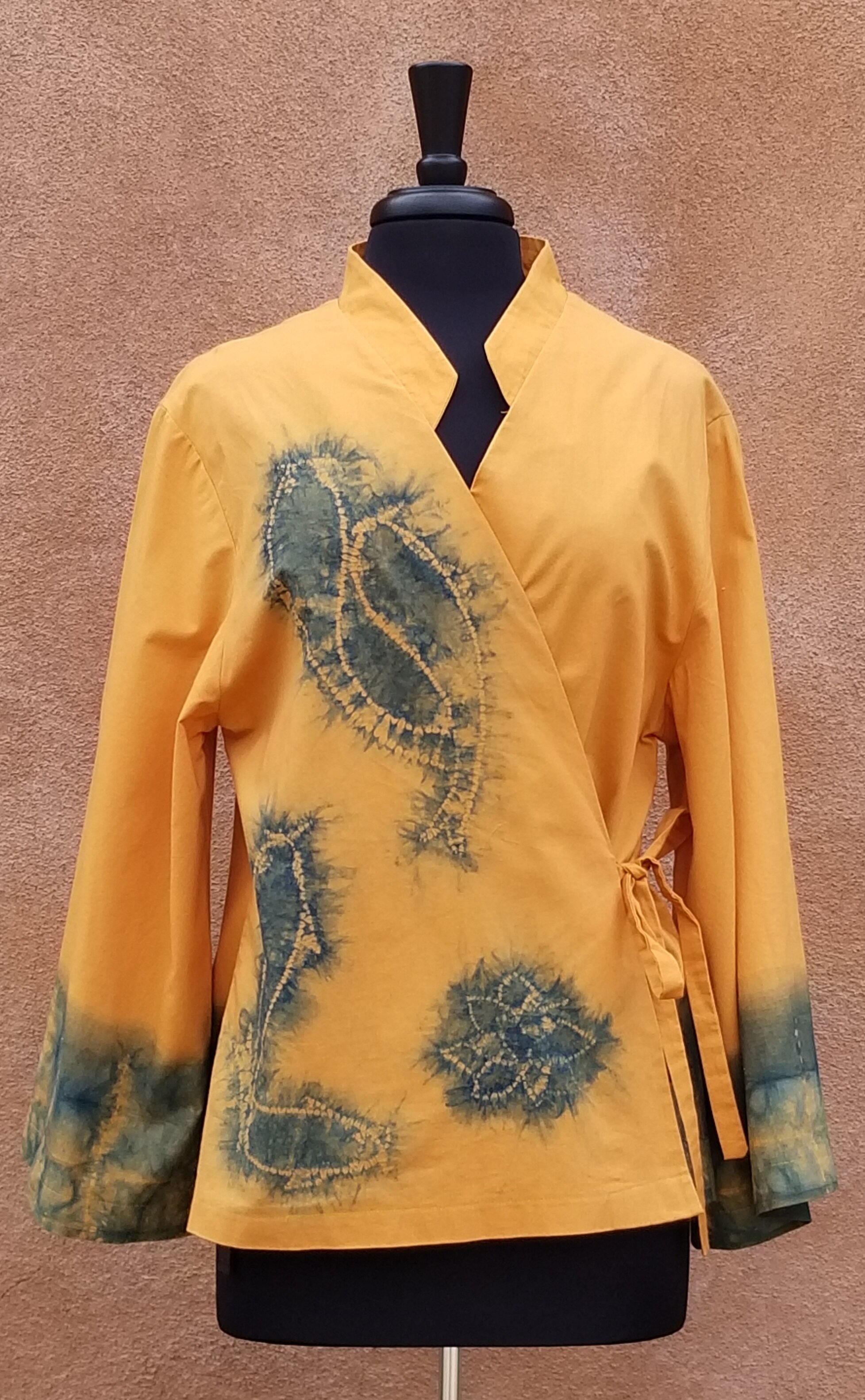 Indigo Dyed Koi Wrap Blouse