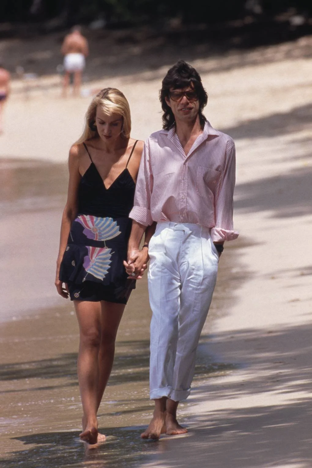 Mick Jagger and Jerry Hall in Mustique