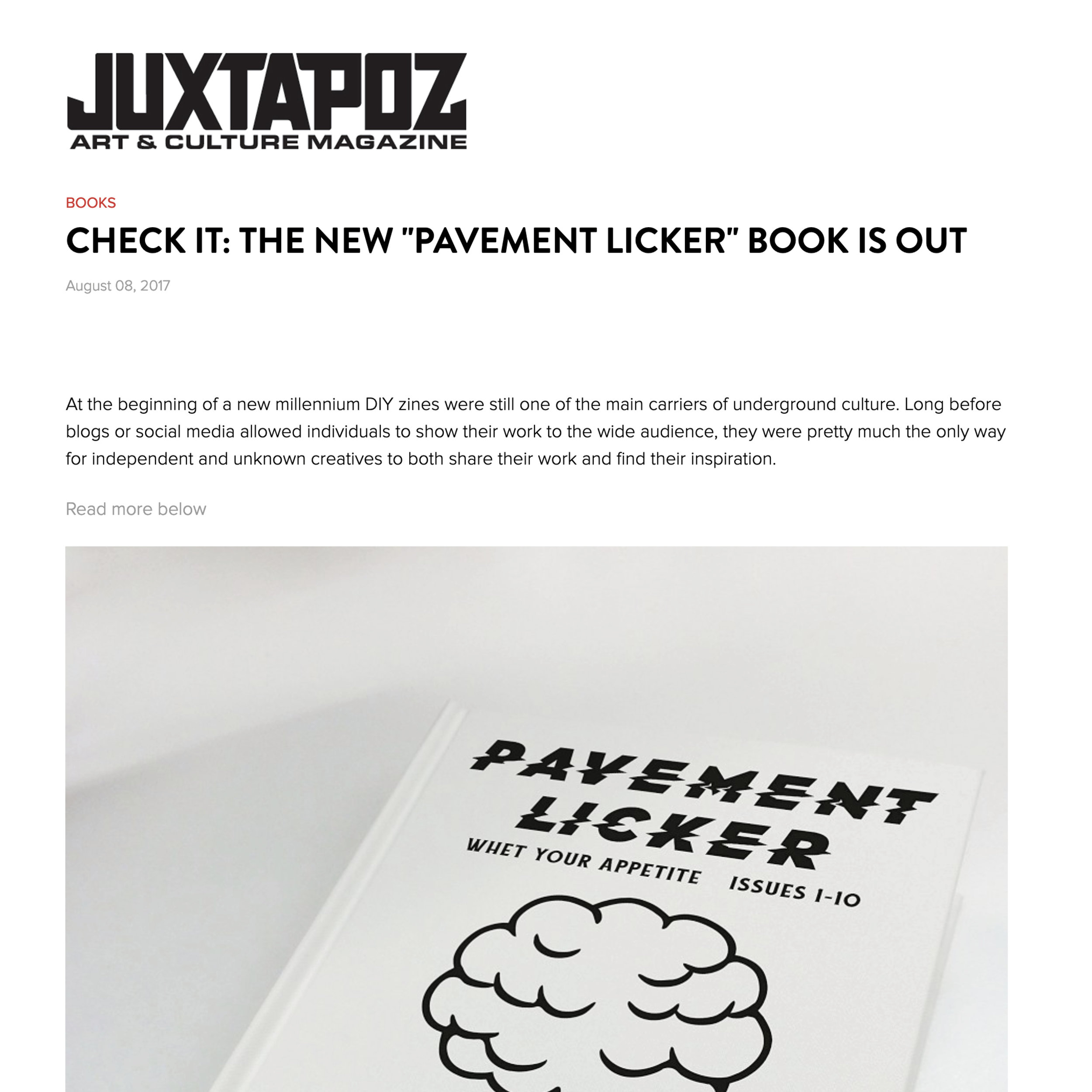 Pavement Licker book featured by Juxtapoz