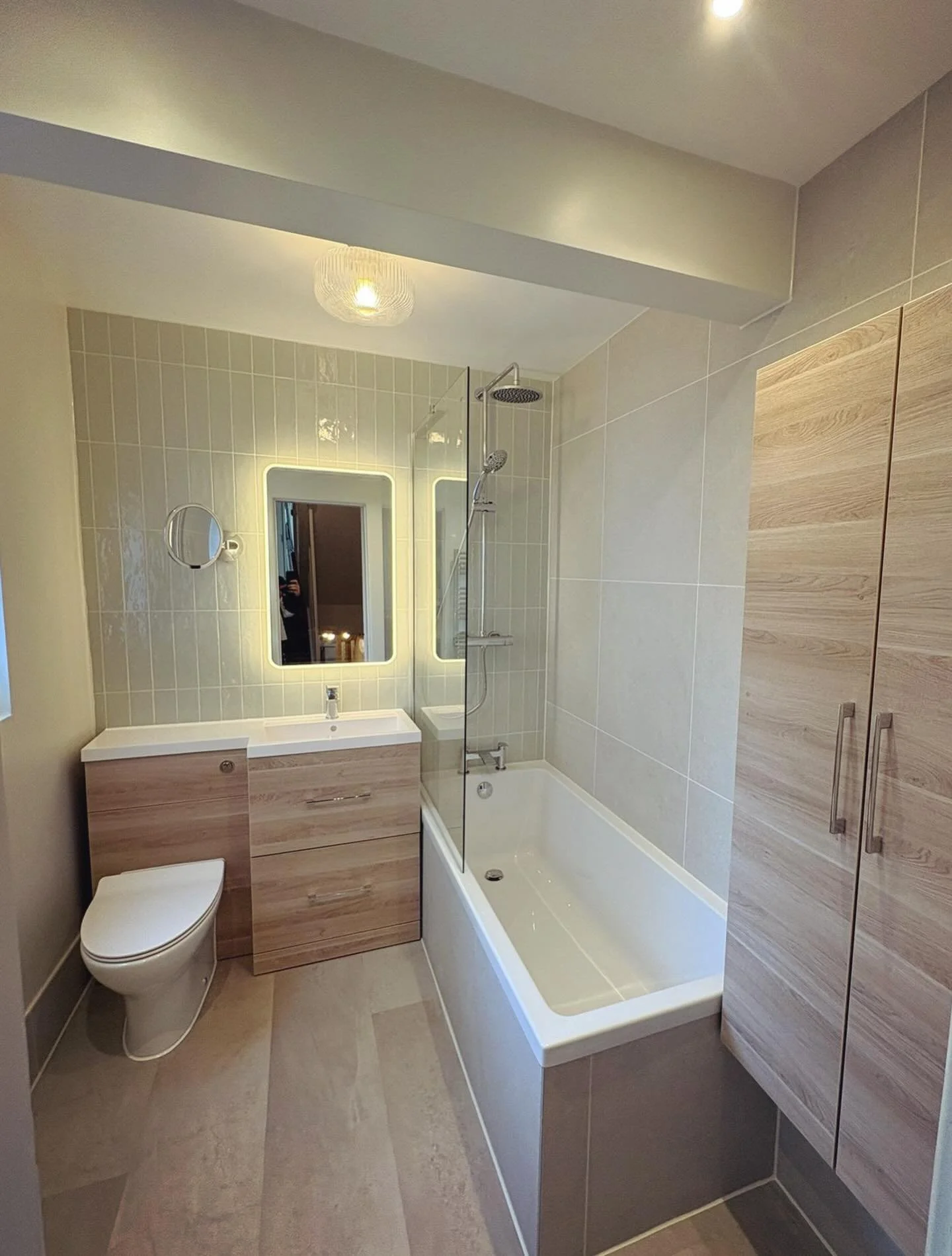 Utilising a calming palette of materials, providing layers of lighting to create the required ambiance and optimising the use of space for a lovely client&rsquo;s bathroom renovation. Excellent installation by the team at @sandalwood_custom_carpentry