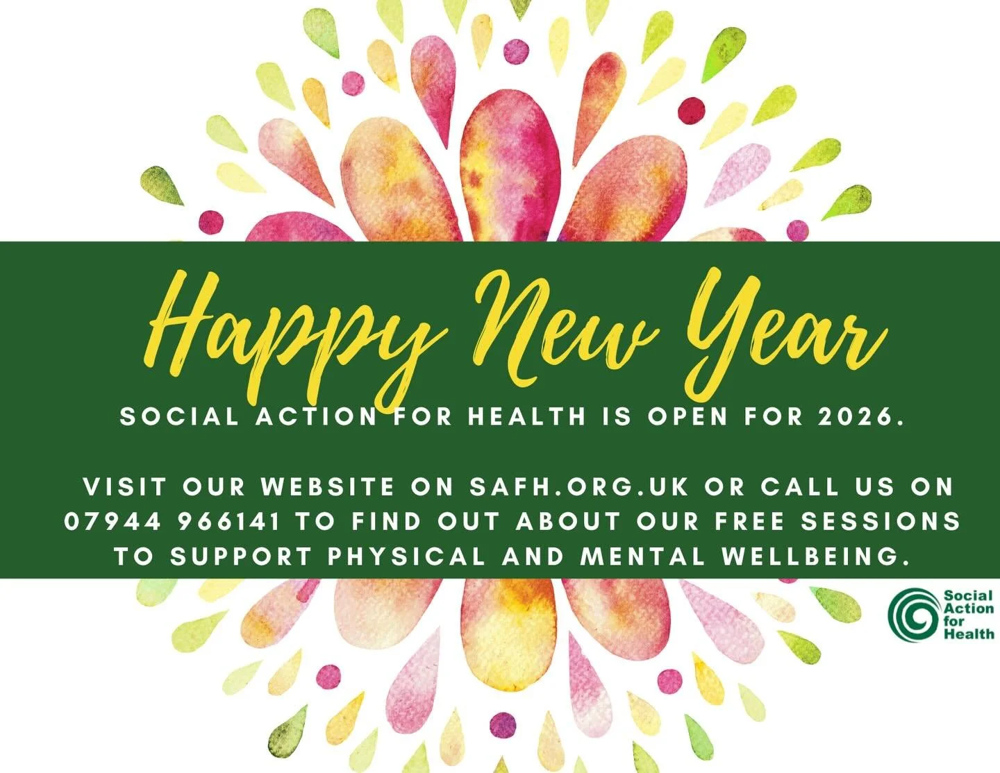 Come along to one of our FREE sessions to meet new people, have a chat and take some time to look after yourself. Details of sessions are on our website, safh.org.uk or call us on 07944 966141 to find out more. 💫