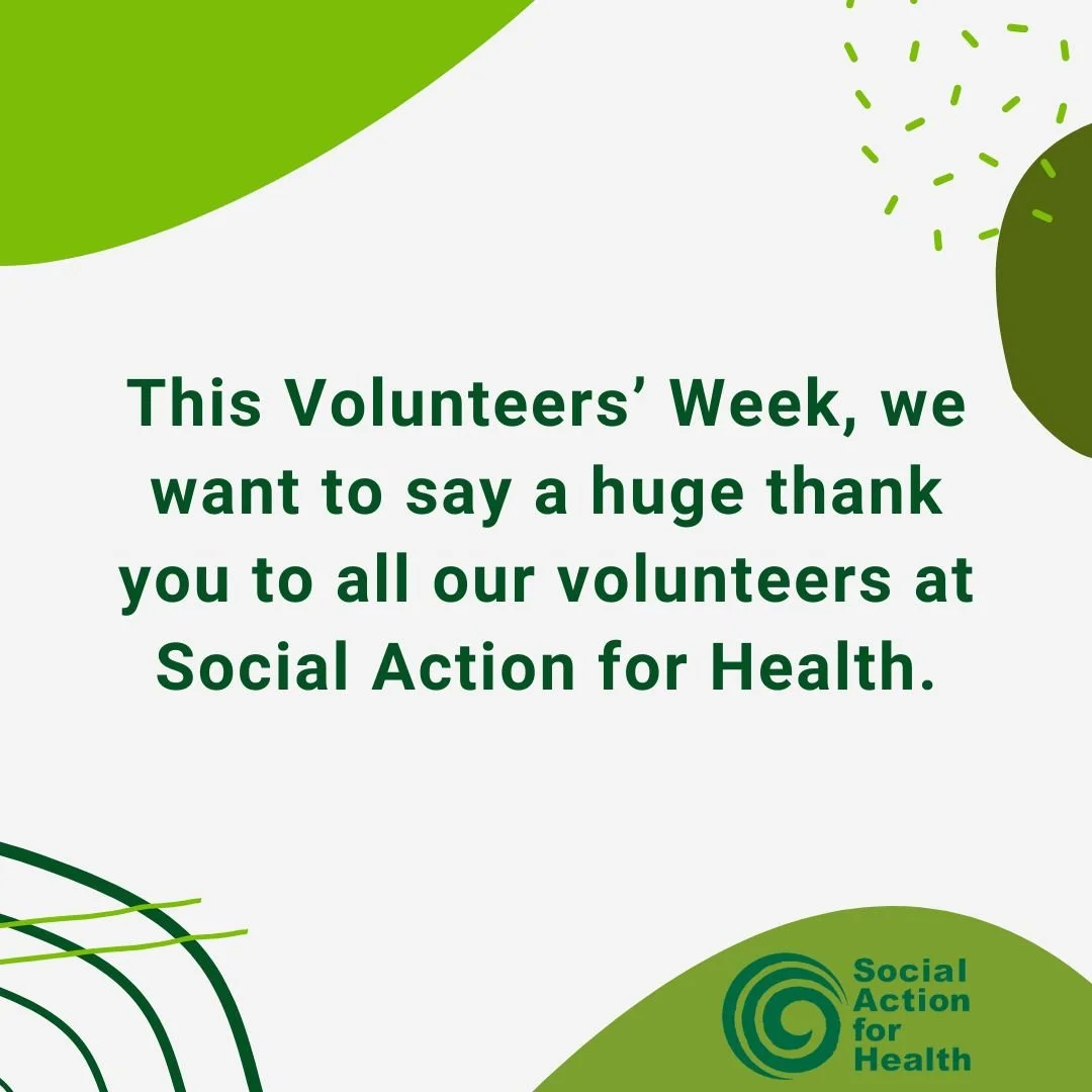 This #VolunteersWeek we say thank you to all our amazing volunteers at Social Action for Health. 

#CommunityHealth #HealthInequalities #Community #Volunteers