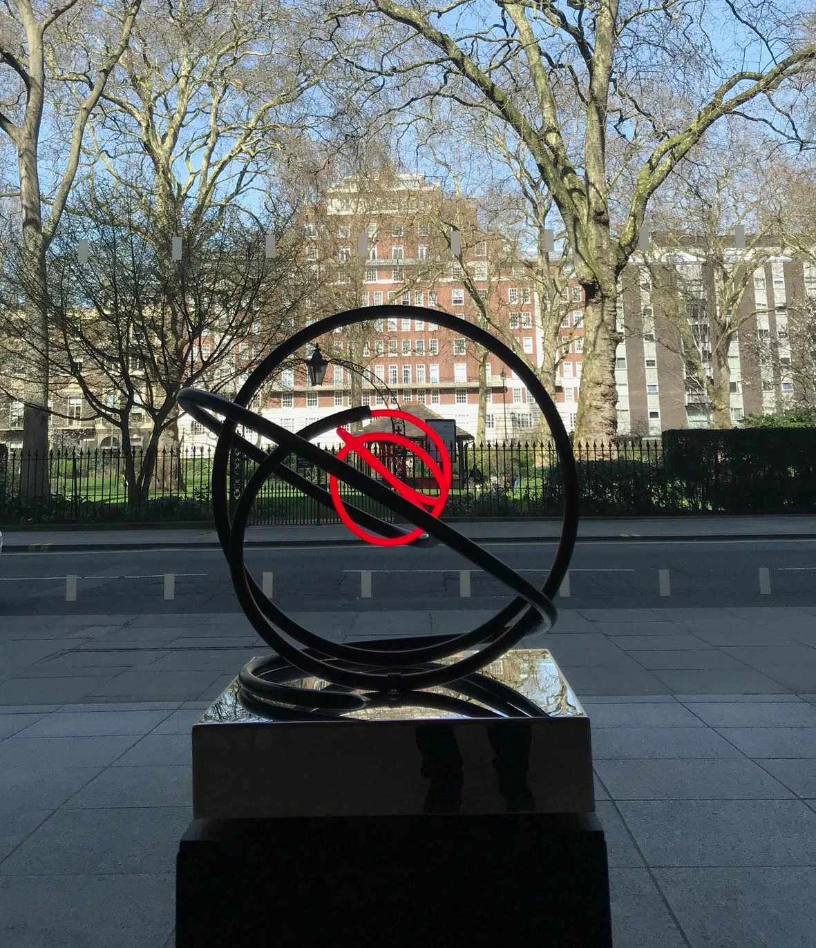Red Neon Orb at 40 Portland Square, London