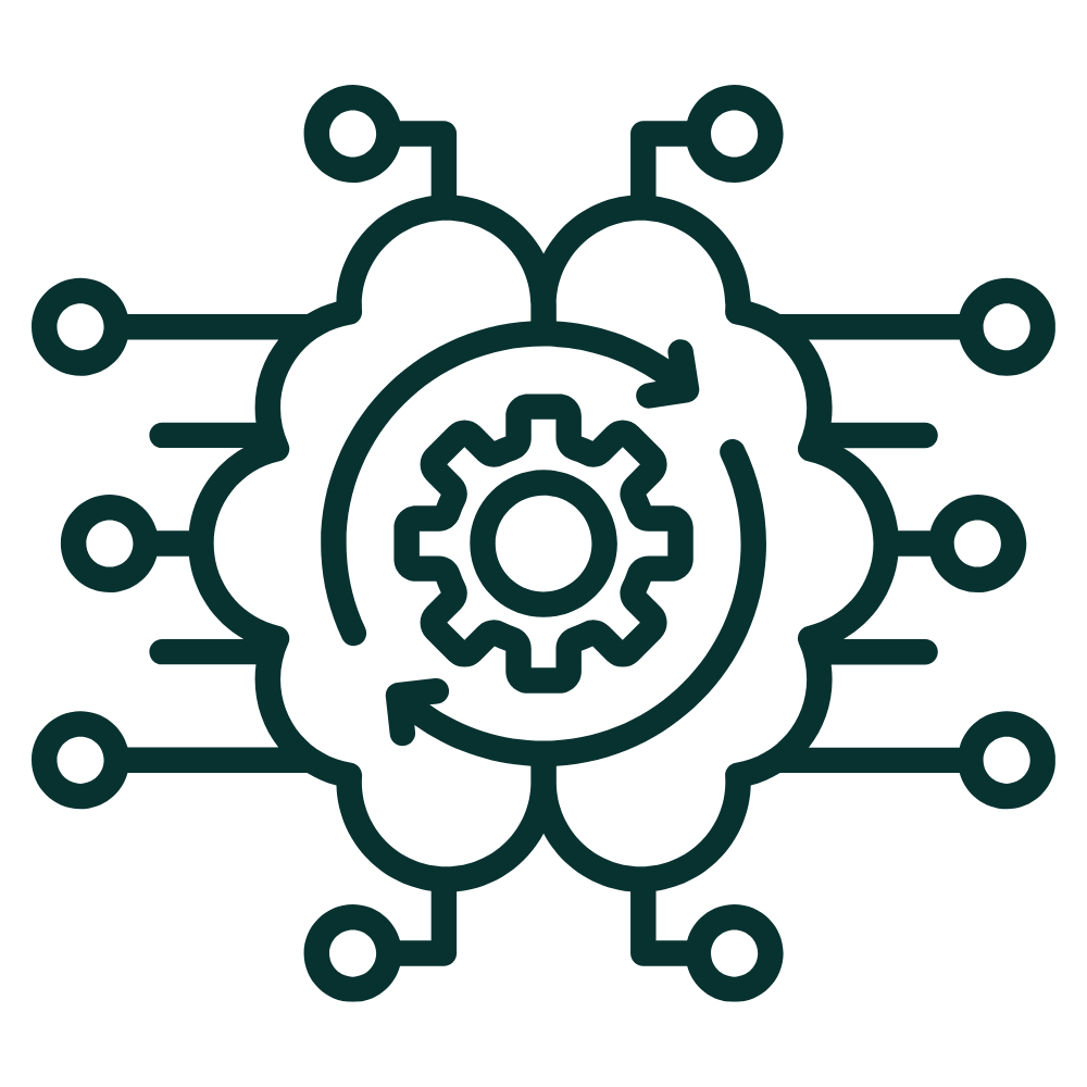 Geometric drawing of an outline square with sections divided by vertical, horizontal, and circle lines.