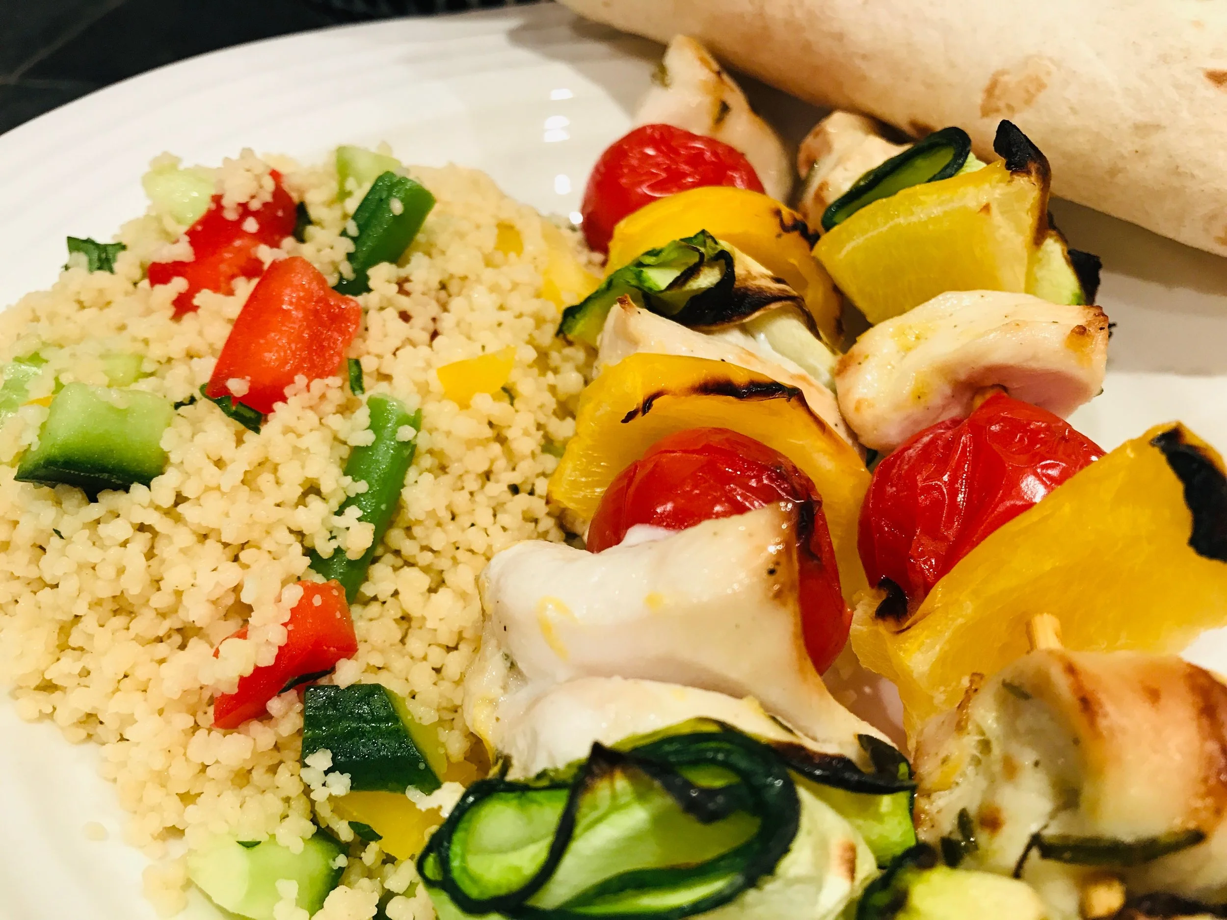 Chicken Skewers With Cous Cous Salad