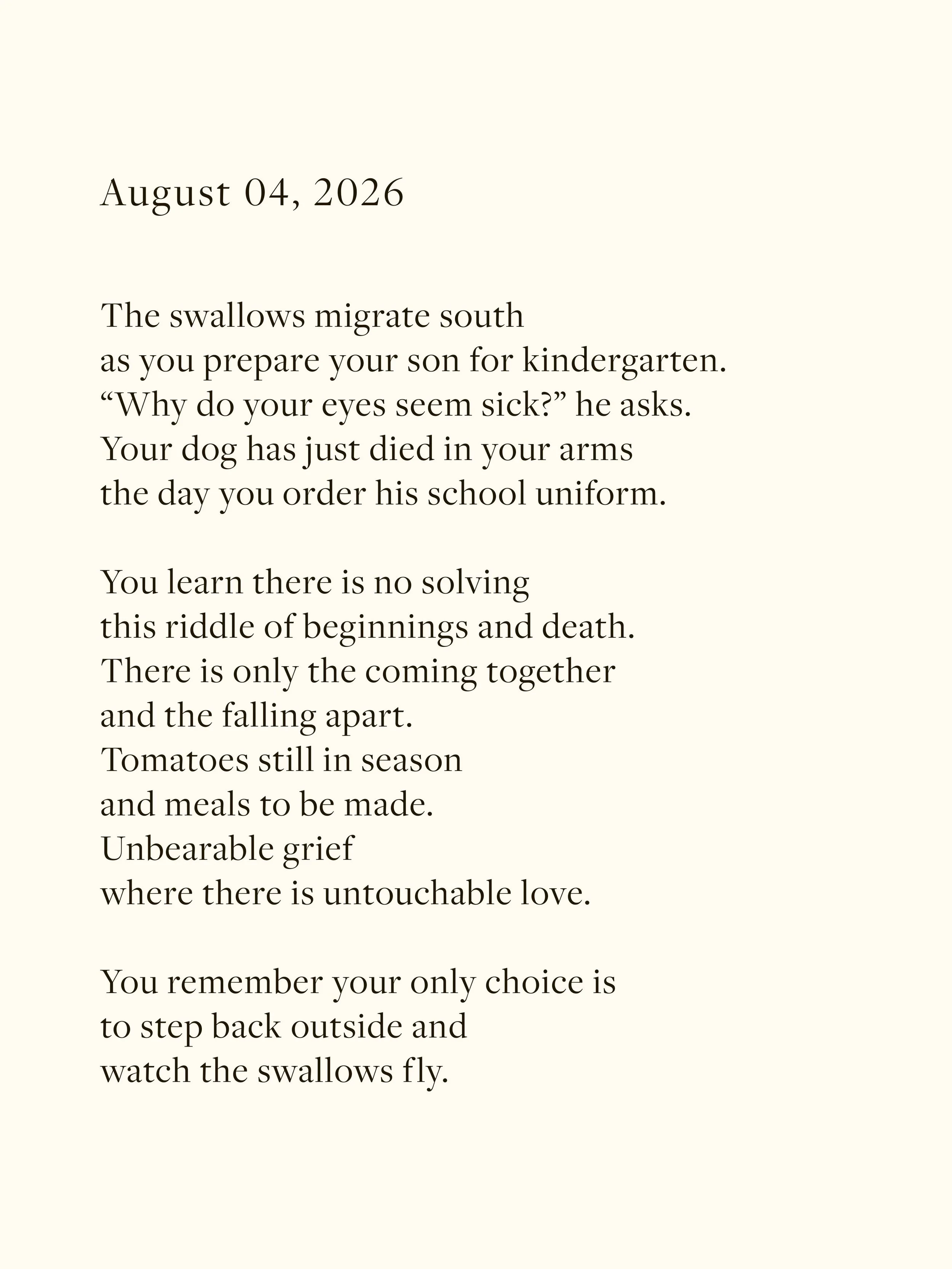The grief is unbearable. There will never be another Jones O&rsquo;Leary.

December 10, 2015&mdash;August 04, 2026. 🕊️

I cannot yet look at photos for too long. They prove he was always there, all the time, from our first anniversary to the birth o