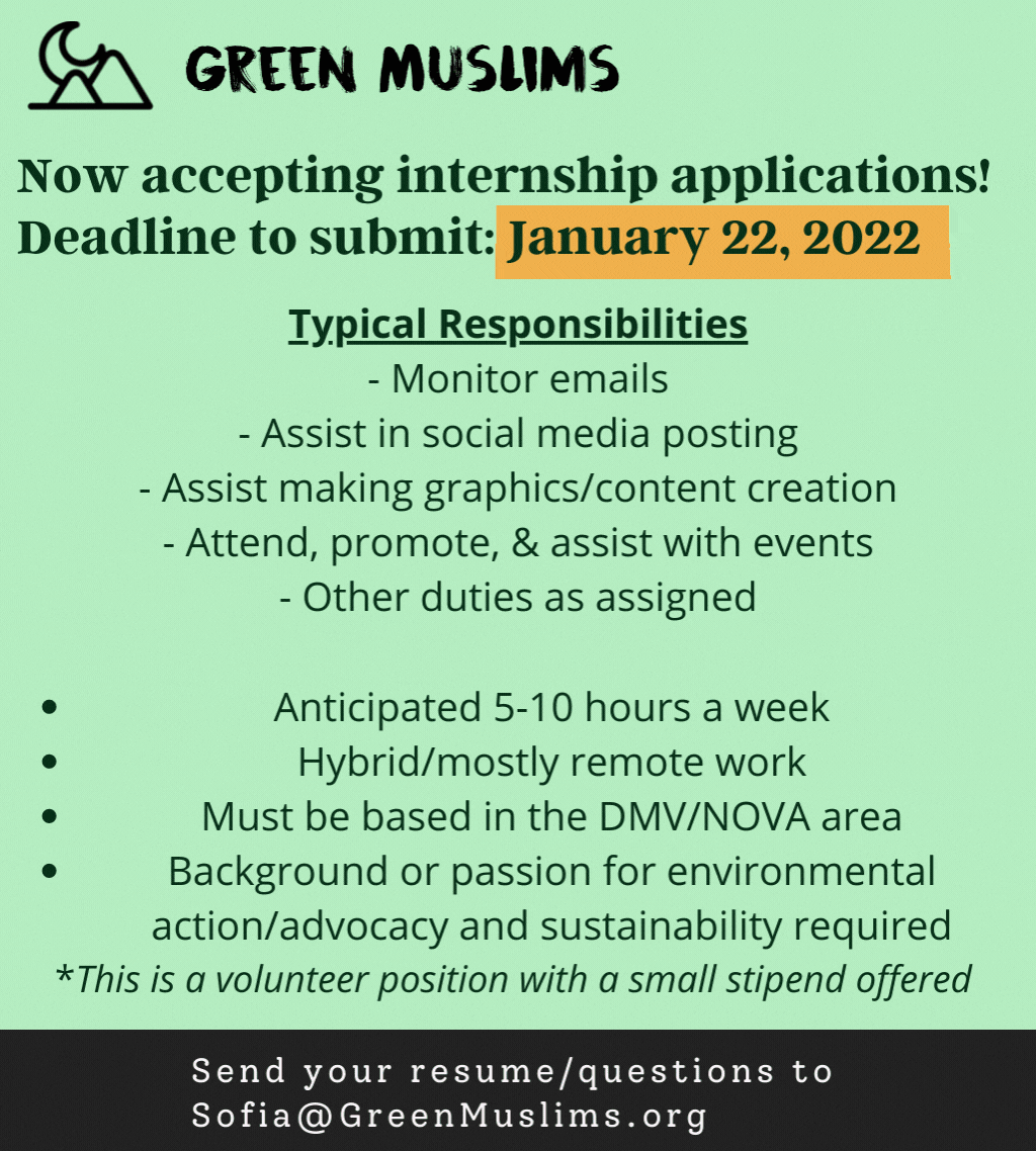 Green Muslims Intern Submission Deadline