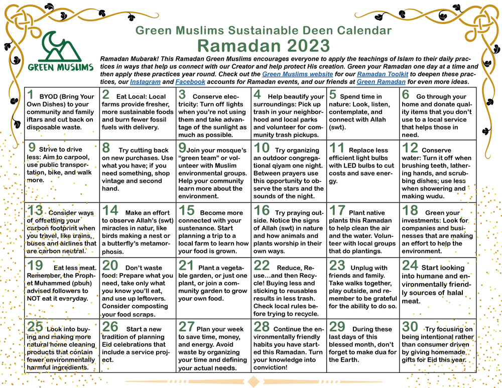 Ramadan Calendar and Leftar Poster — Green Muslims