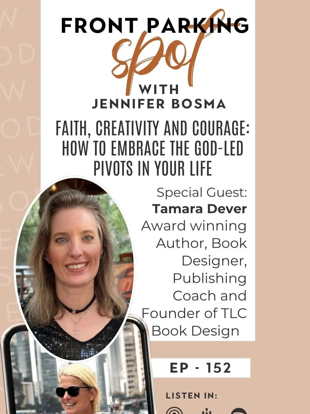 Here is one of my favorite interviews on the Front Parking Spot Podcast! Listen in as Tamara Dever talks about God Pivots, Faith, 80&rsquo;s Nostalgia, and Book Designing sprinkled in! This show will be a lift to your day! #bookdesign #80nostalgia #f
