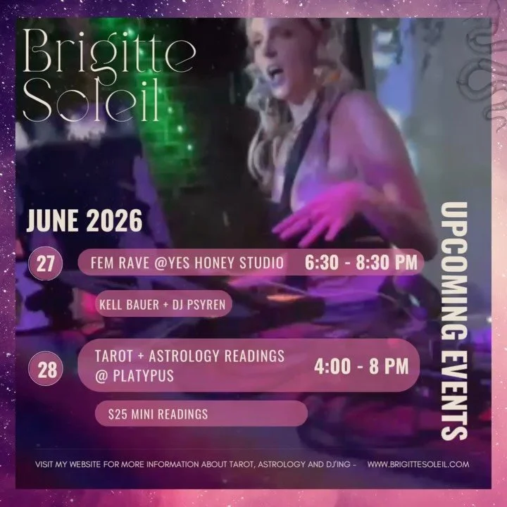 Pride Weekend Event alert!!

Sign up for Fem Rave @yeshoney.studio with @kell.bauer and music by Psyren to drop into your queer, sensual, and witchy energy. Check out @kell.bauer page for more details! We are 70% sold out already and it&rsquo;s not s
