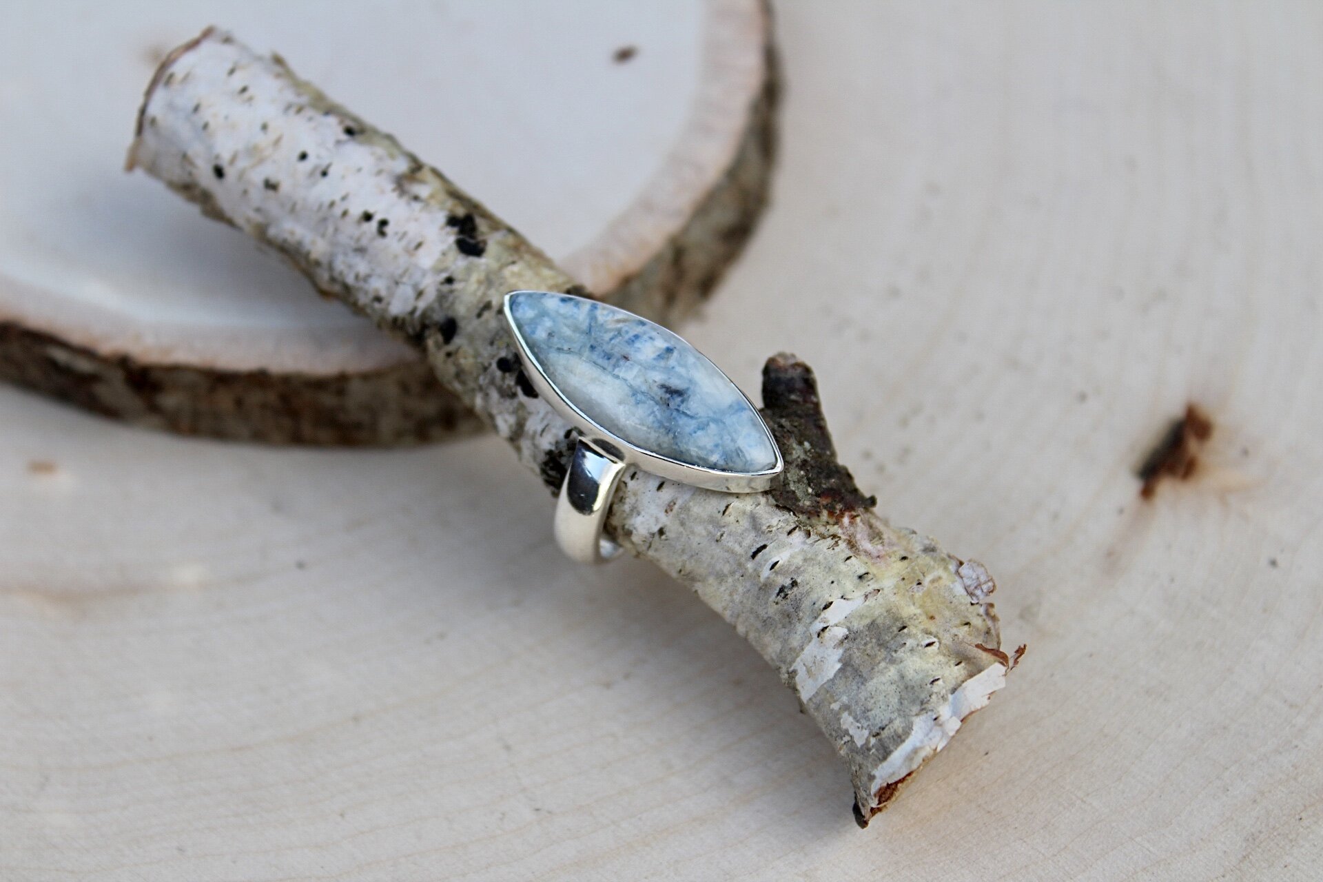Blue Scheelite Ring Size 7