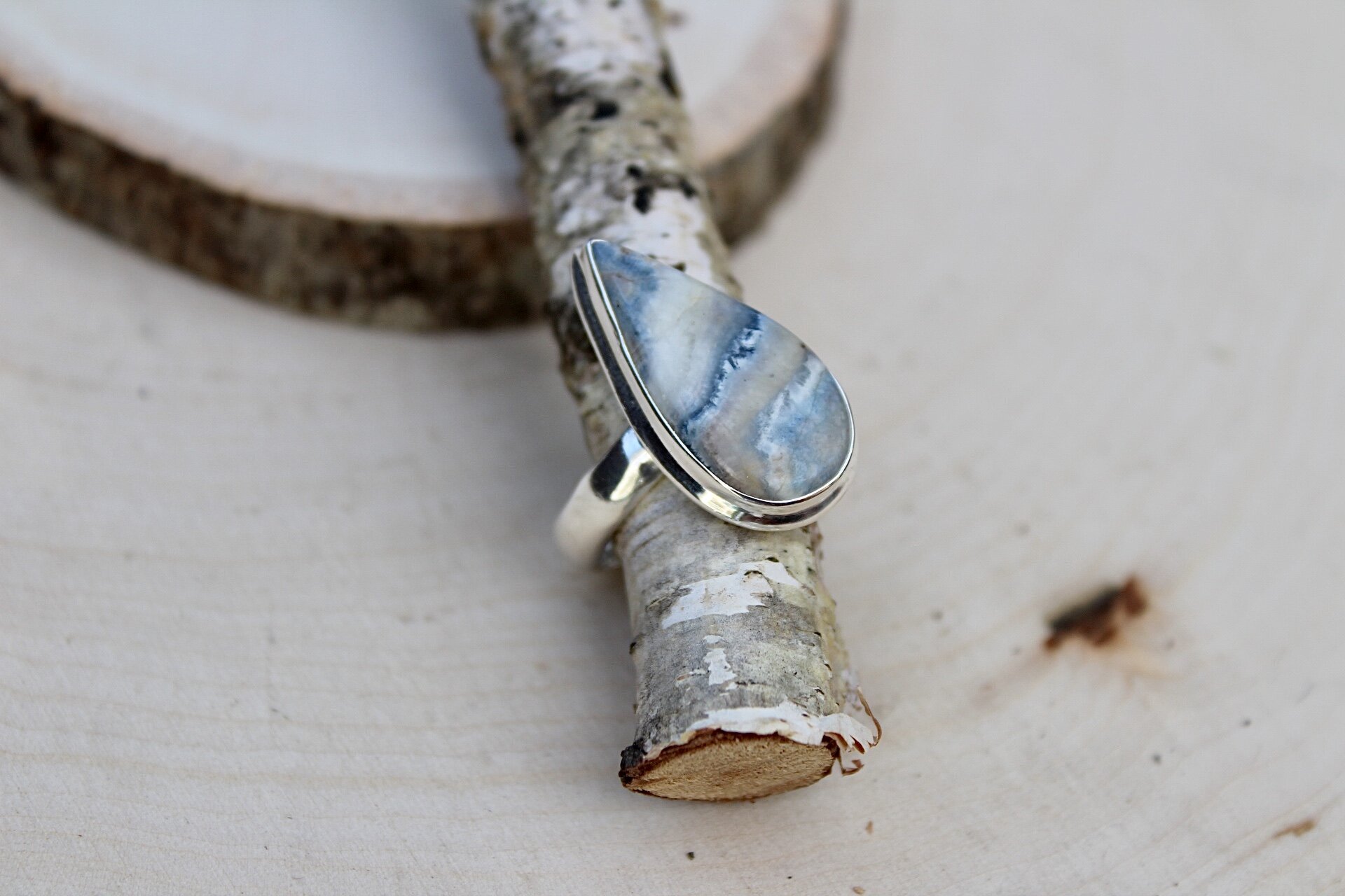 Blue Scheelite Ring Size 7