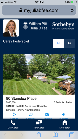 Property alerts are branded to the agent and include convenient buttons to call or text the agent.