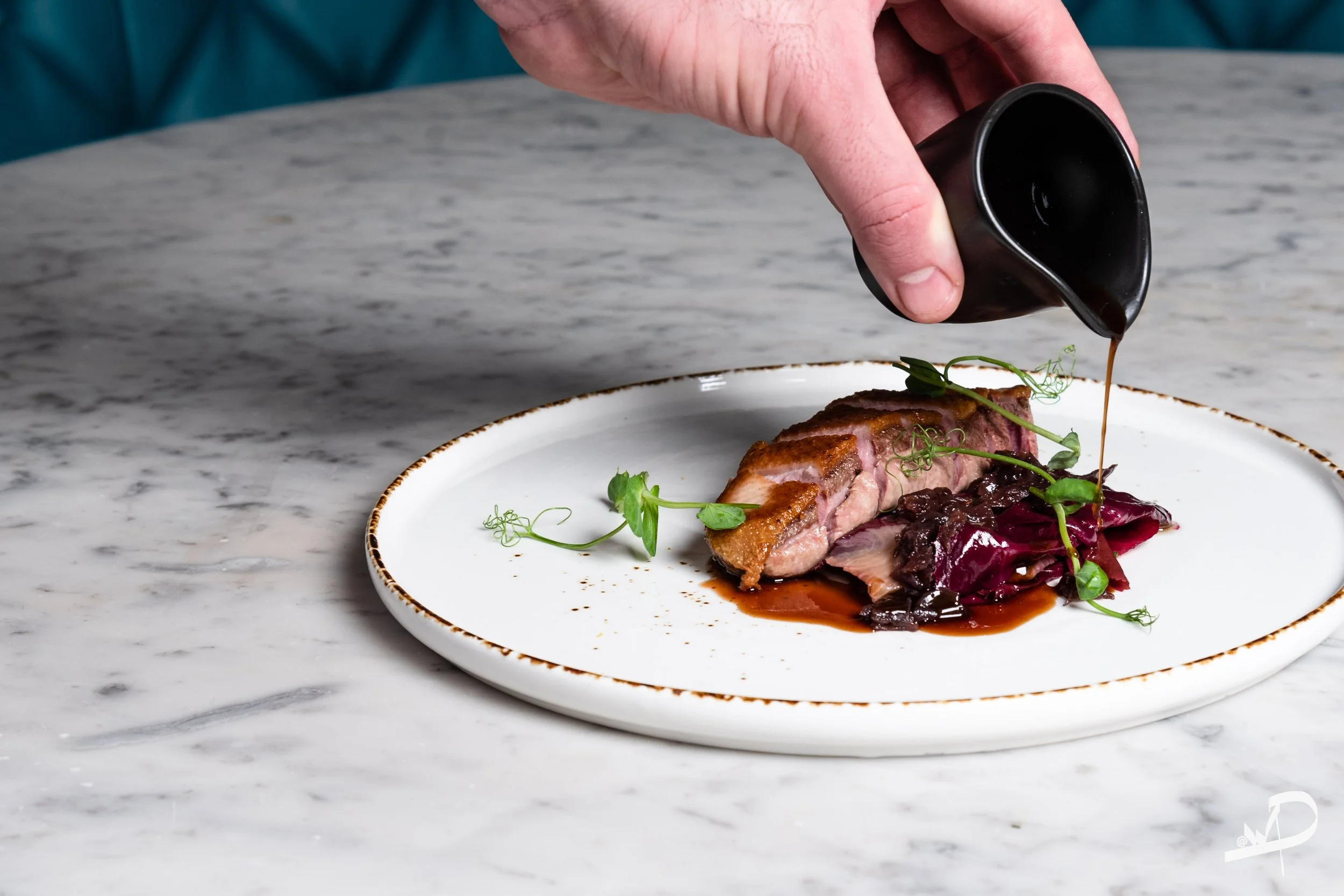 Styled restaurant menu photography in Northampton