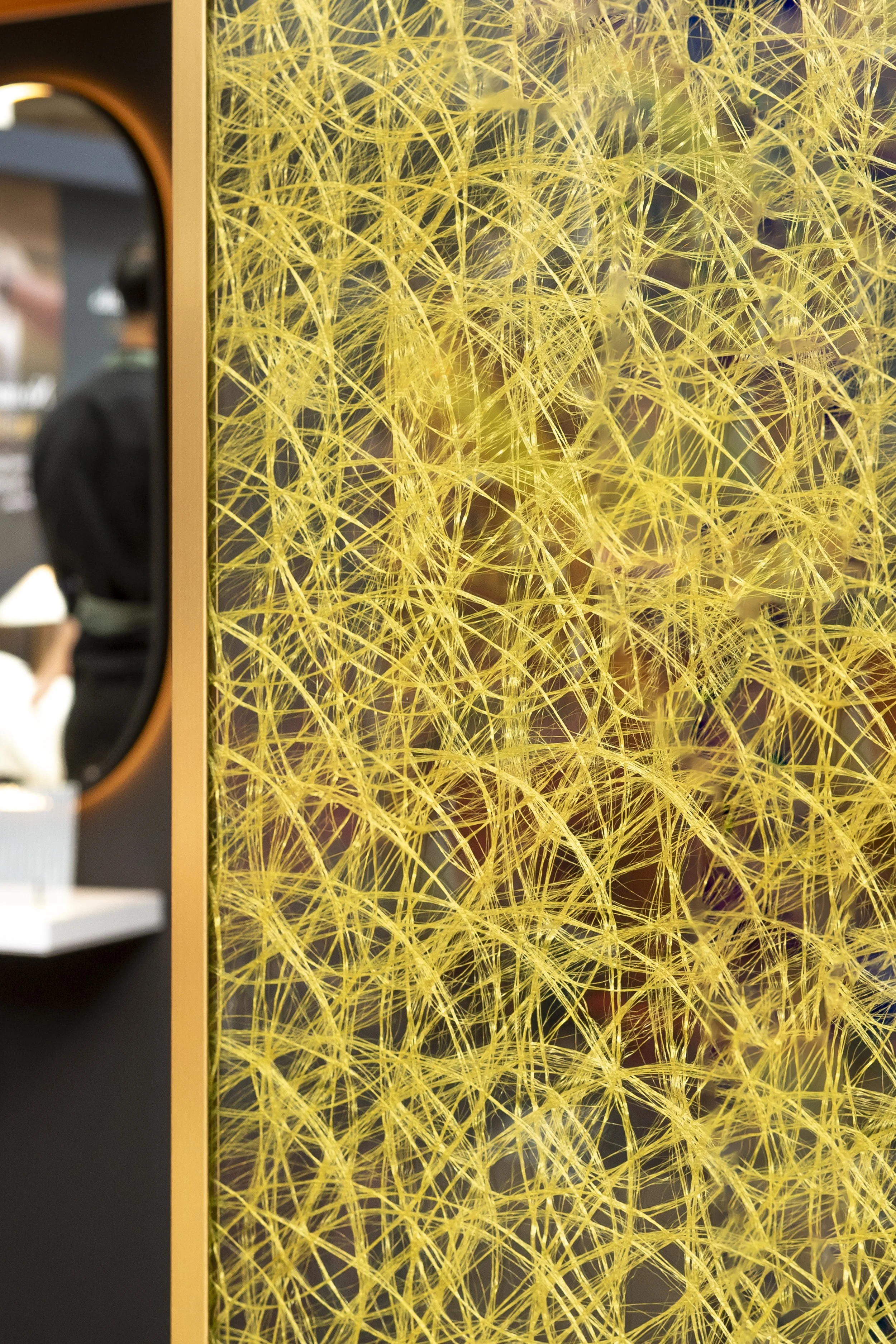 Textured yellow metallic decorative panel_Abbey Glass (Cardiff) Limited