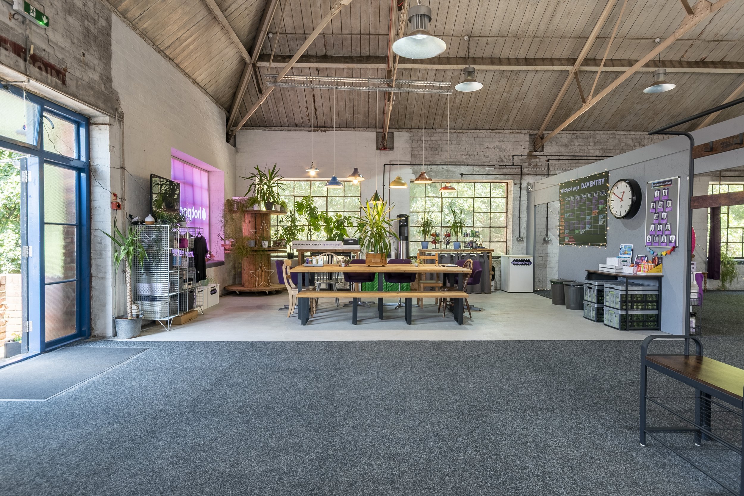 Interior commercial property photography of the Hot Pod Yoga studio in Daventry
