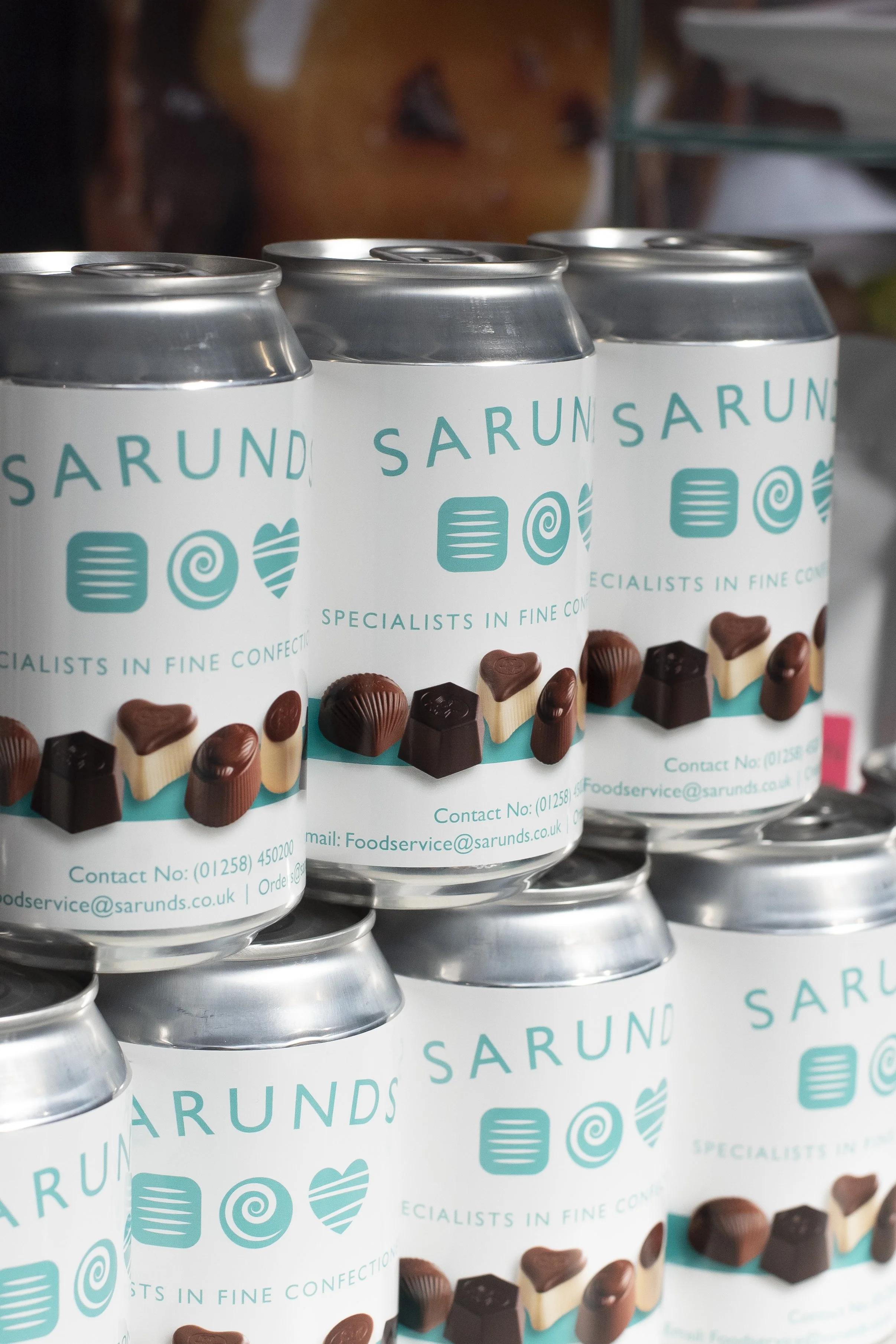 Tins of Sarunds chocolates stacked together_House of Sarunds