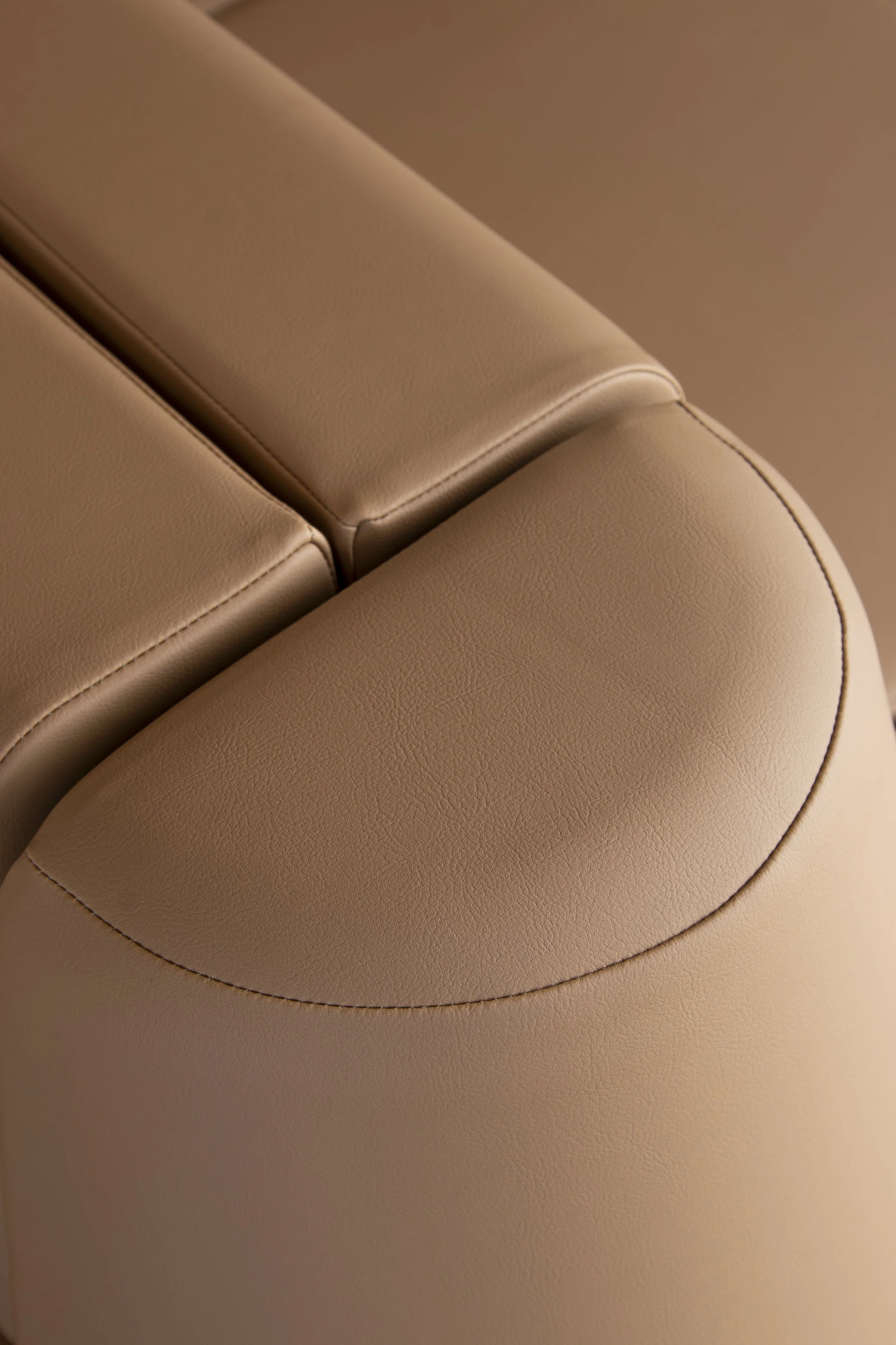 Close-up brown/orange booths, photographed for interior photography