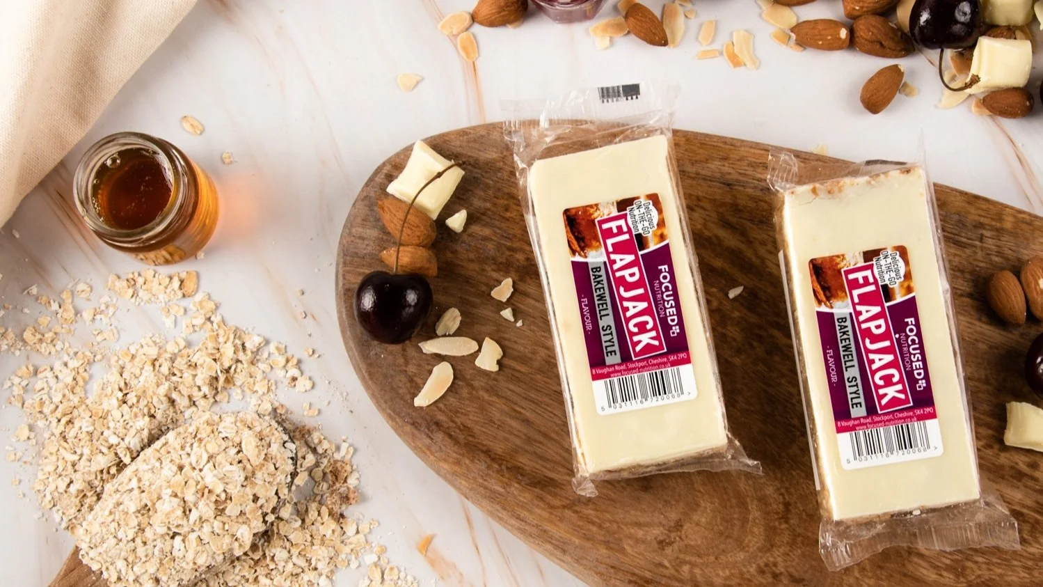Commercial food photography - Focused Nutrition - Flapjacks, Northamptonshire