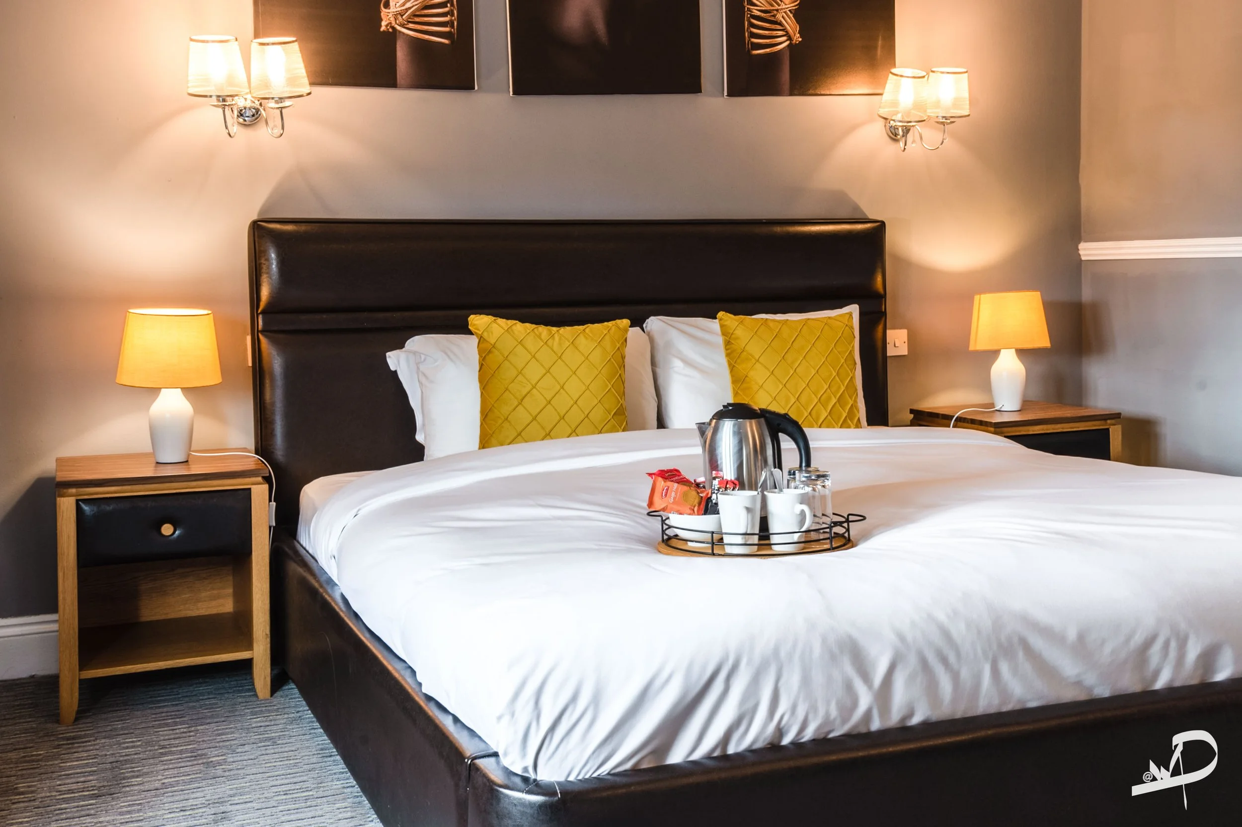 Boutique hotel bedroom interior photography Northamptonshire