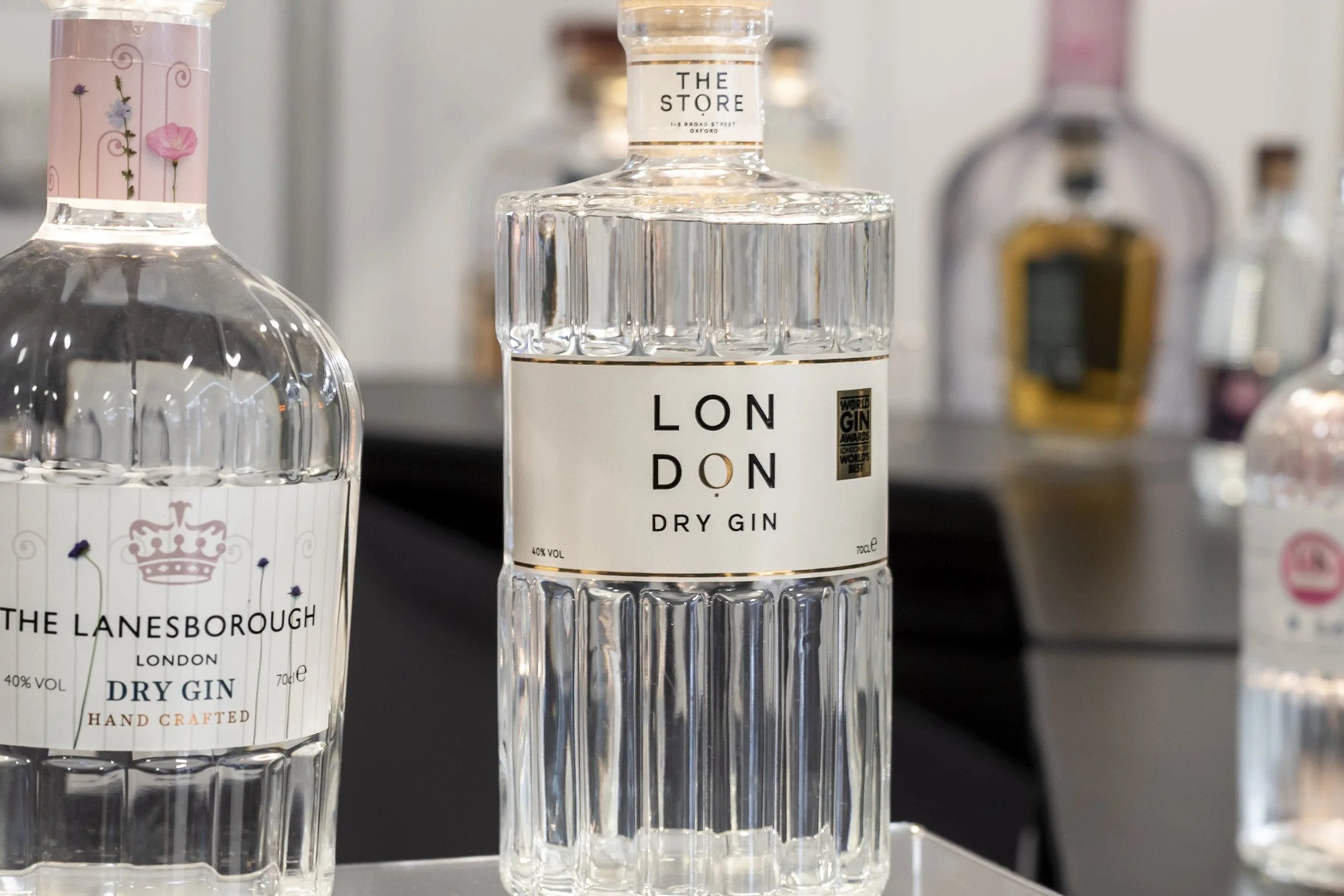 Close-up of London Dry Gin bottles_Hawkridge Distillers Ltd