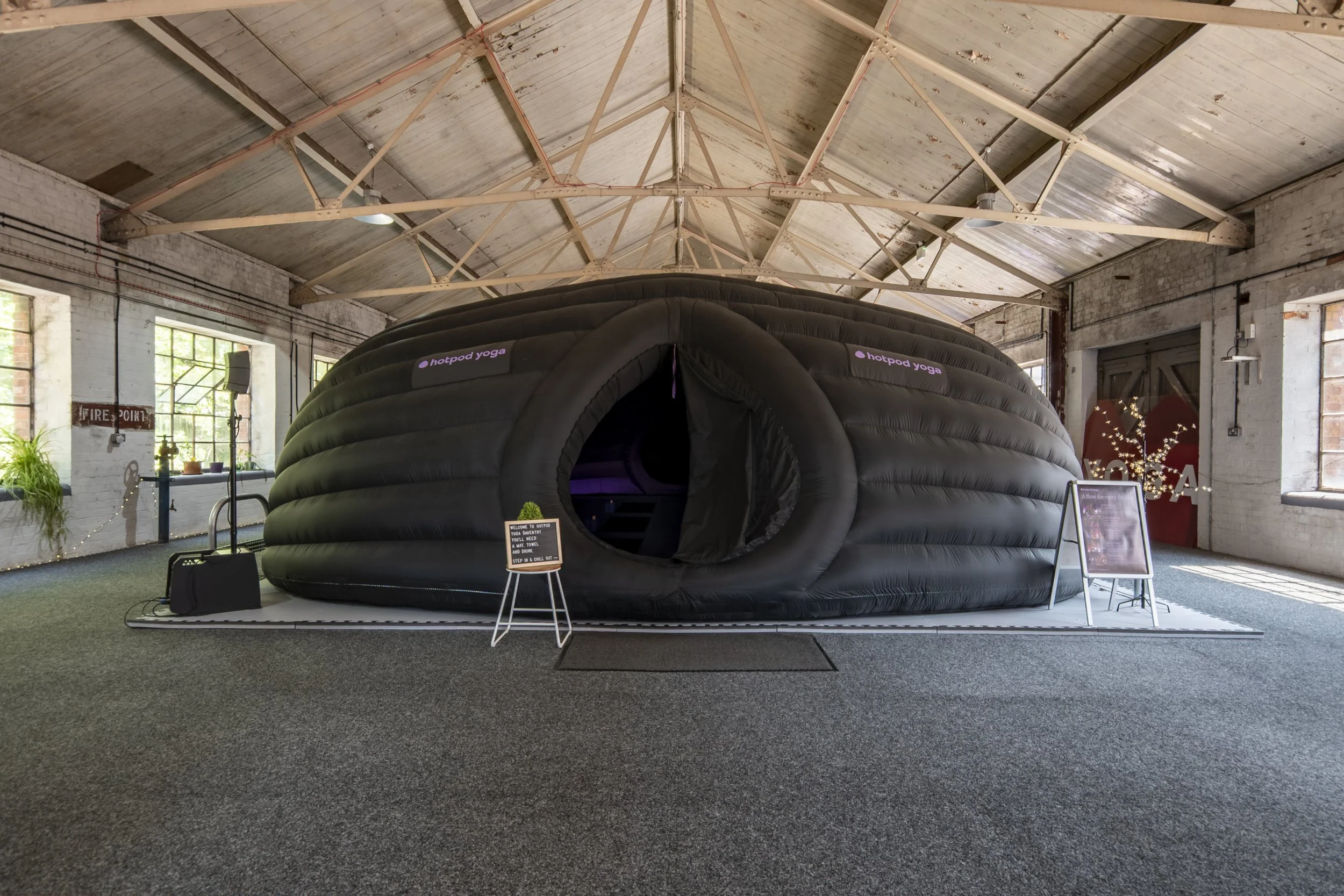 Interior commercial property photography of the Hot Pod Yoga studio in Daventry
