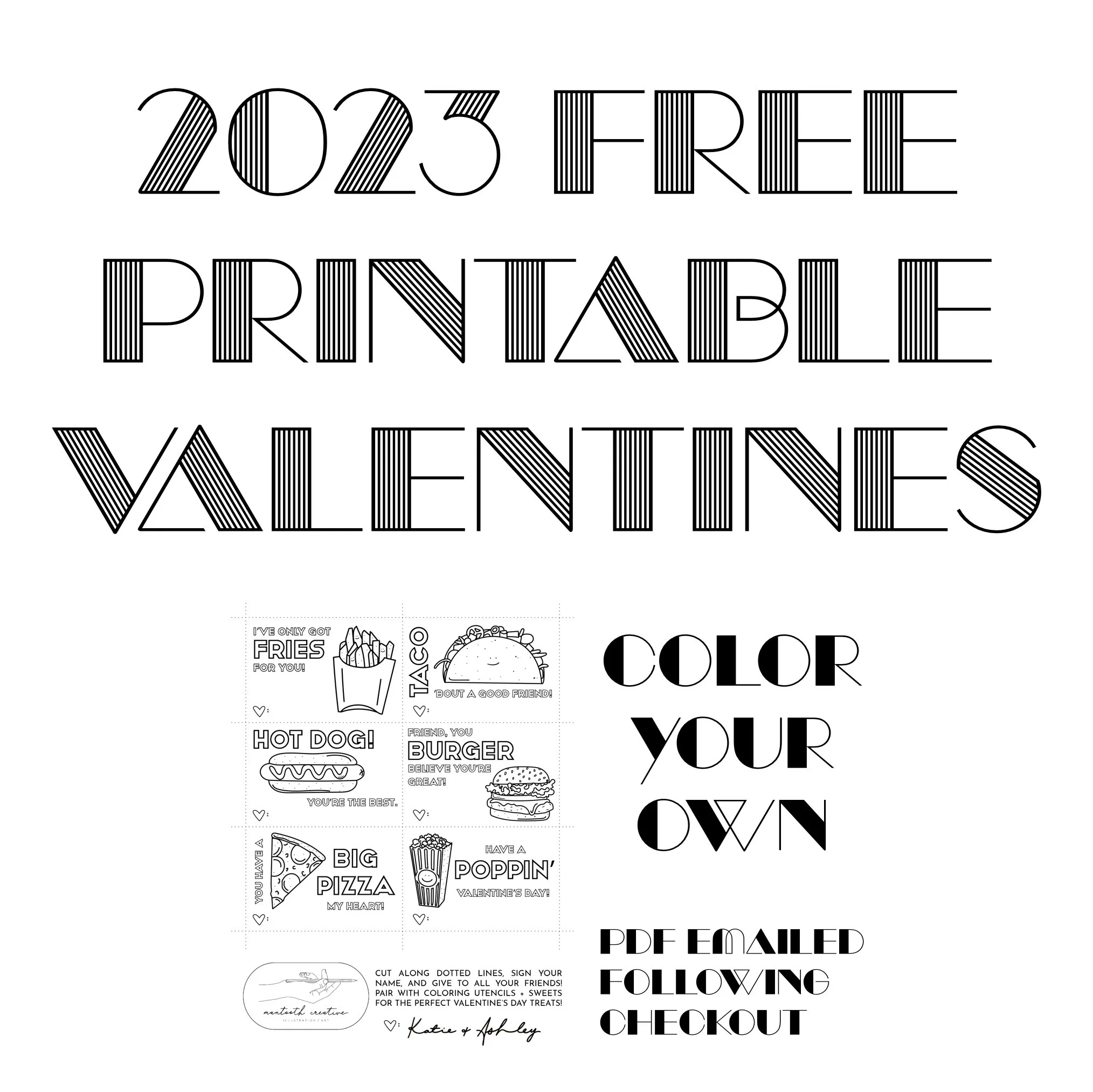 Color-Your-Own Punny Foodie Valentine’s Printable