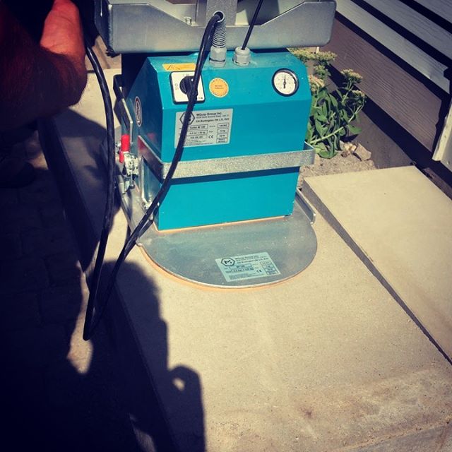 M-quip vacuum. Let&rsquo;s save some backs and time. Great for steps! #landscaping #interlock #mquip #worksmart