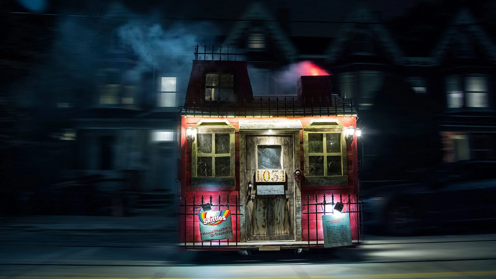  Once the traveling house found a target, Skittles were awarded to those brave enough to approach. 